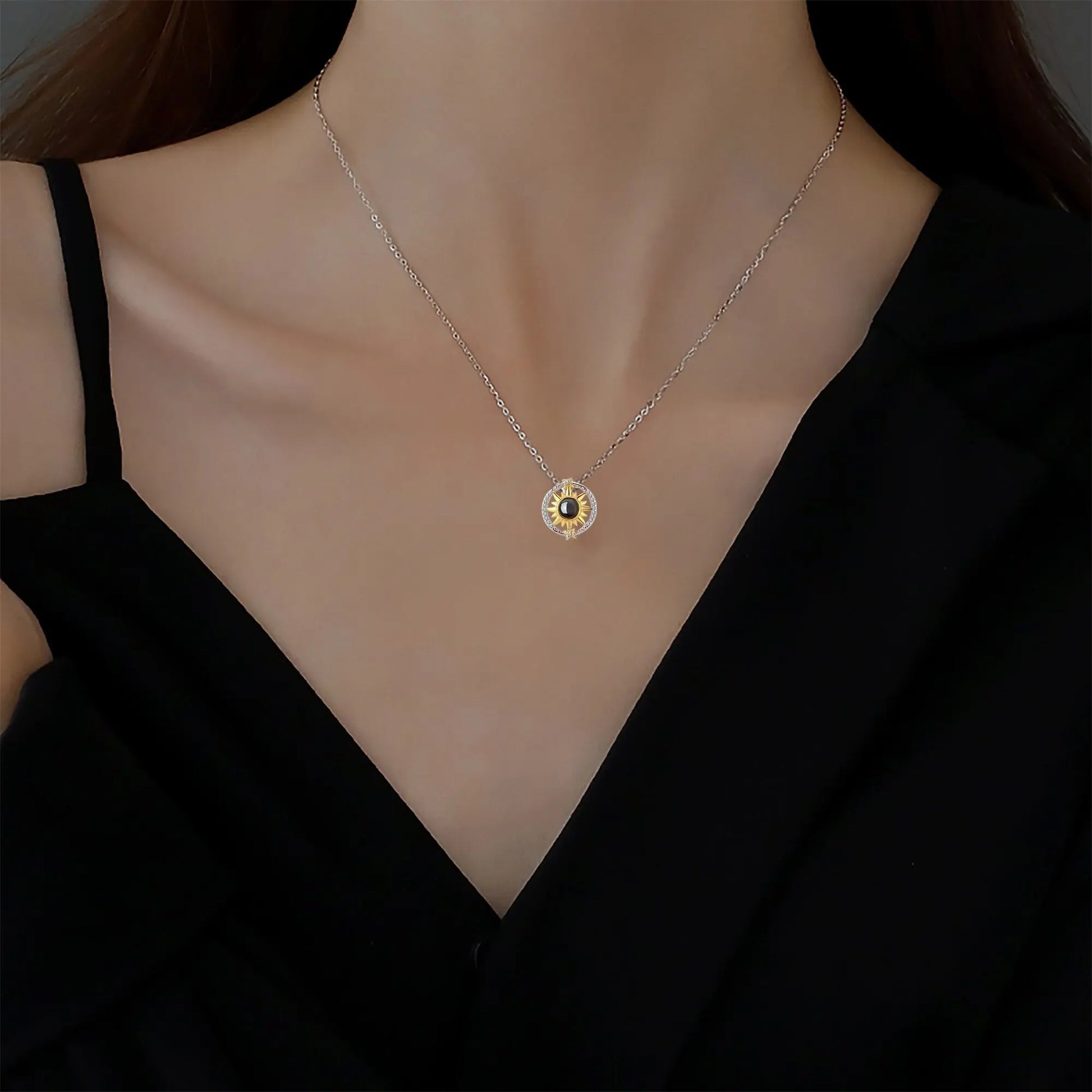 Customizable photo sunflower Projection Necklace Pendant Jewelry - Blade & Thread