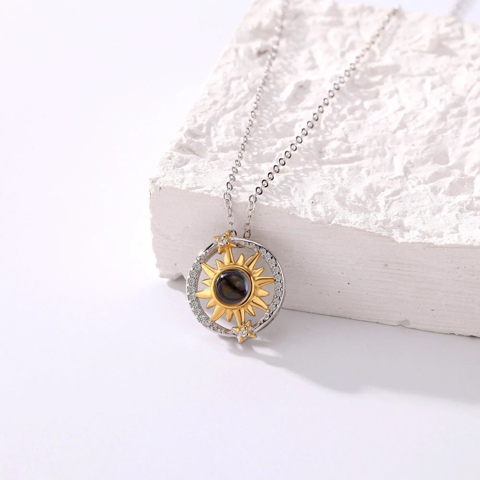 Customizable photo sunflower Projection Necklace Pendant Jewelry nowadaysfashion