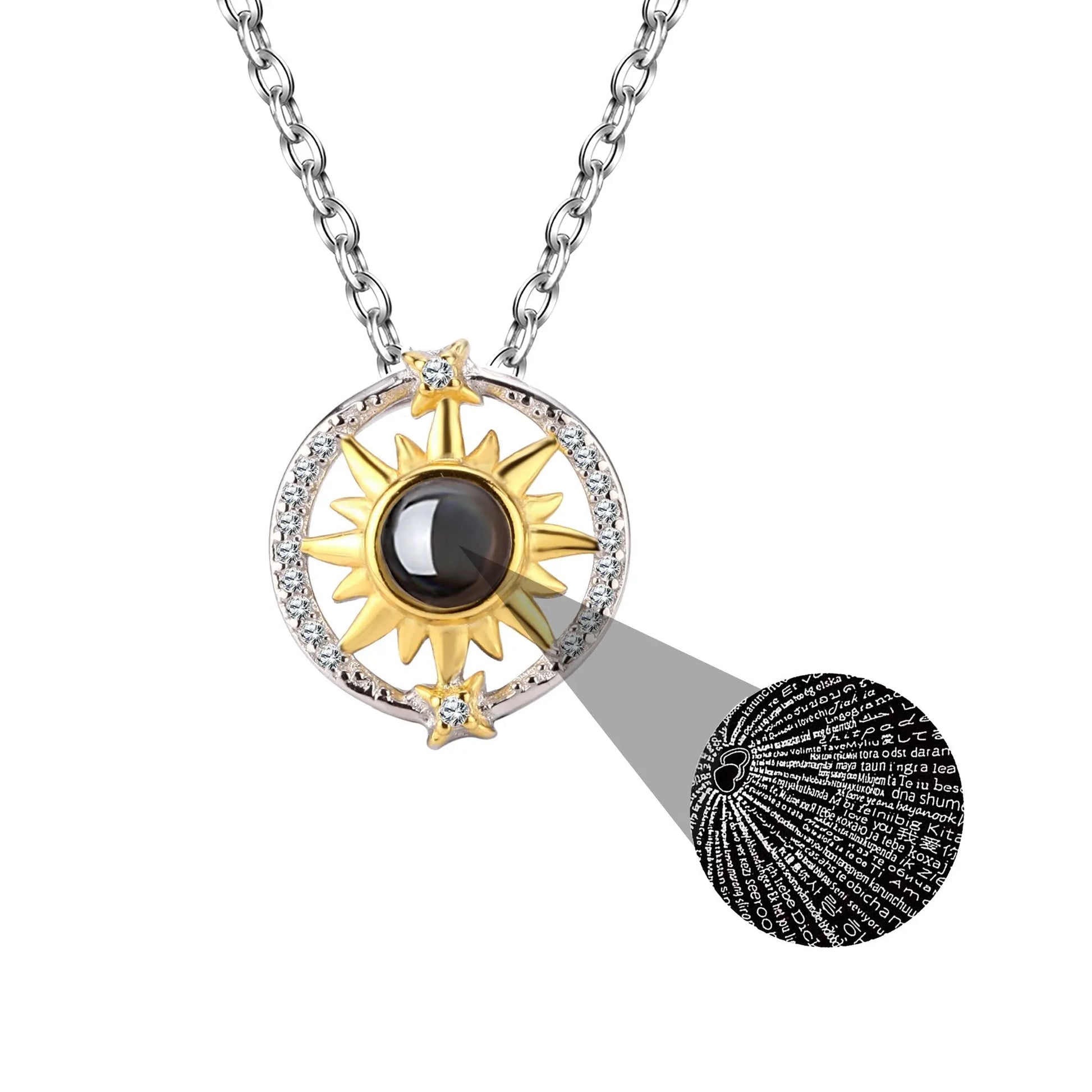 Customizable photo sunflower Projection Necklace Pendant Jewelry - Blade & Thread