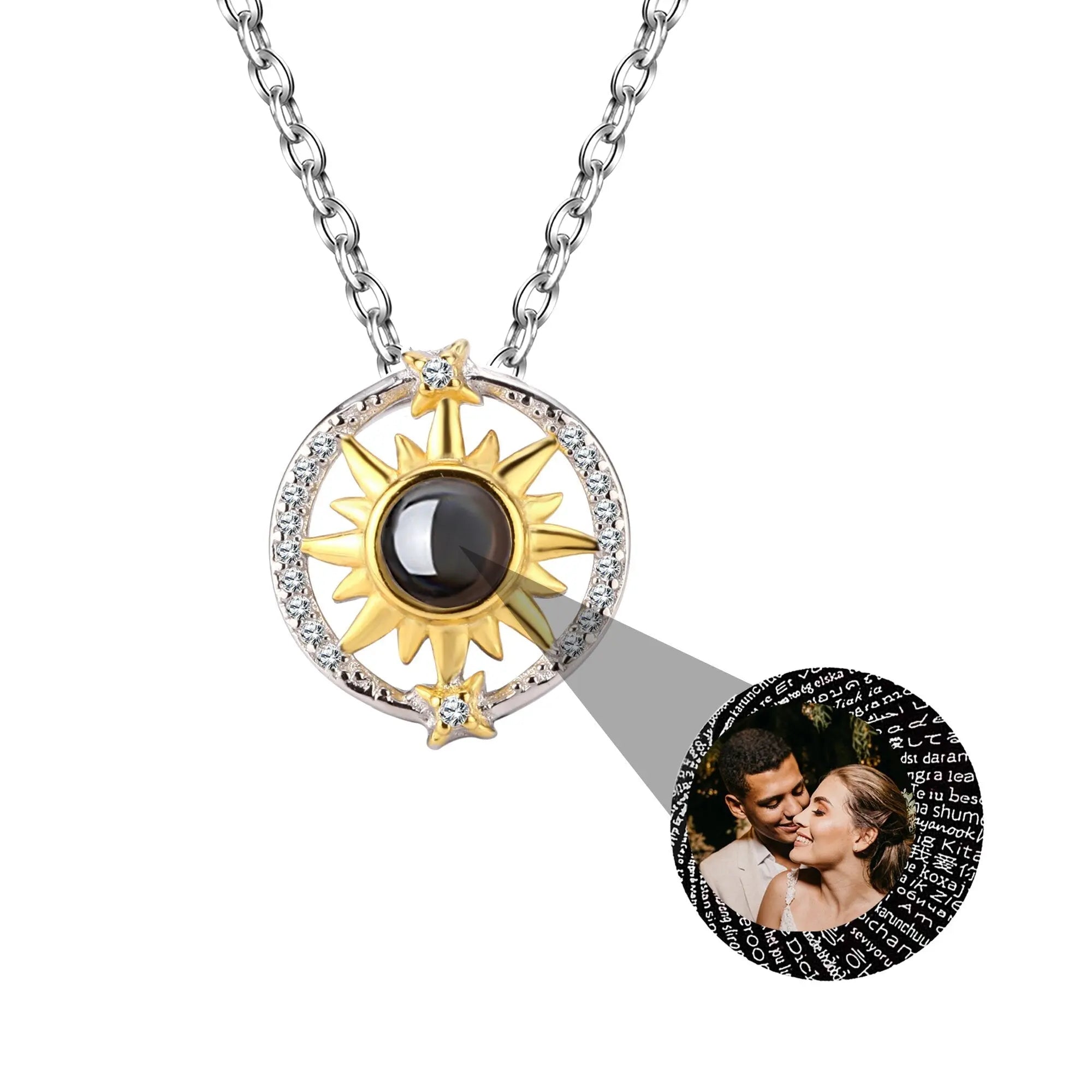 Customizable photo sunflower Projection Necklace Pendant Jewelry nowadaysfashion