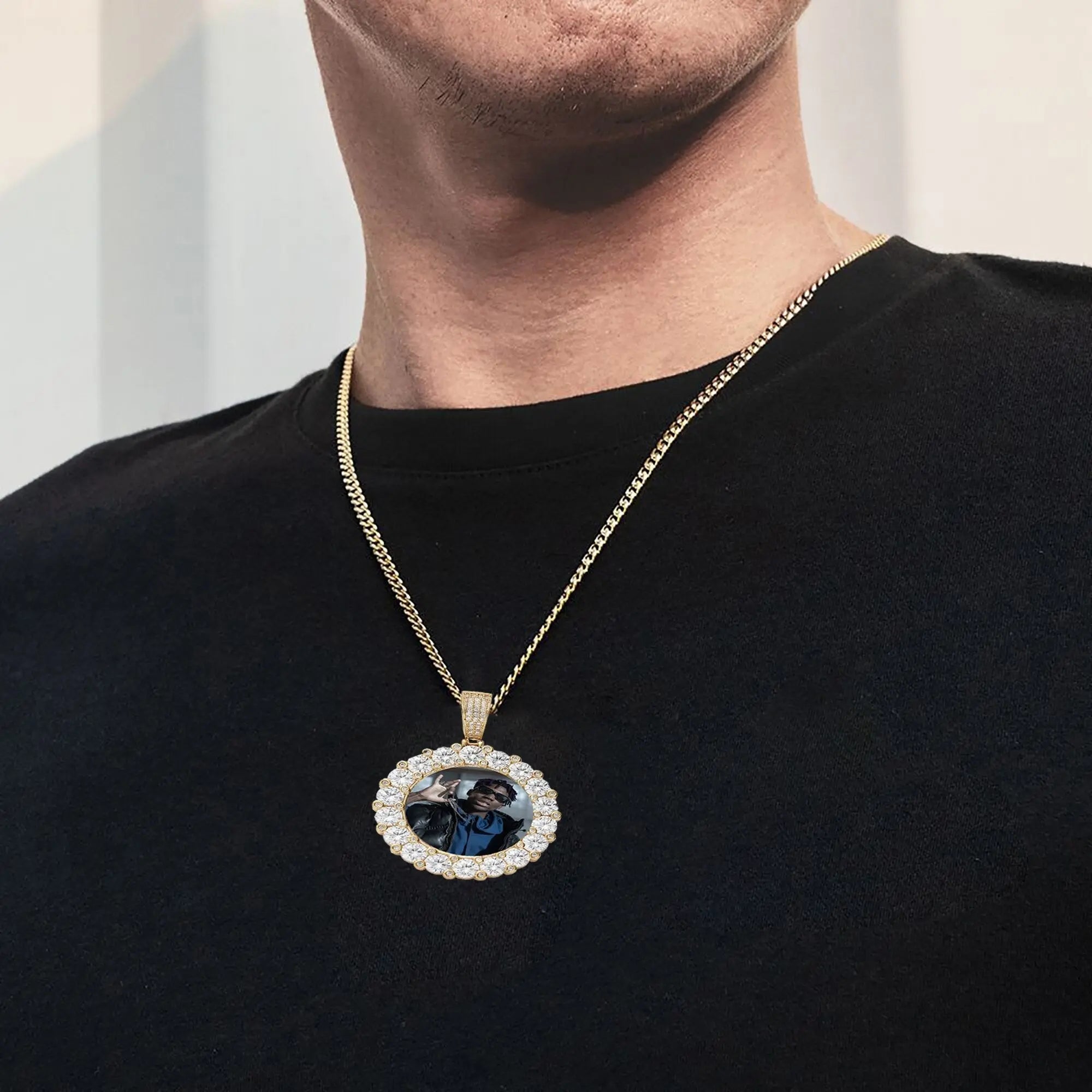 Customizable photoMen's Fashion Inlaid Exquisite Micro-dense Zircon Hip Hop Rock Party nowadaysfashion