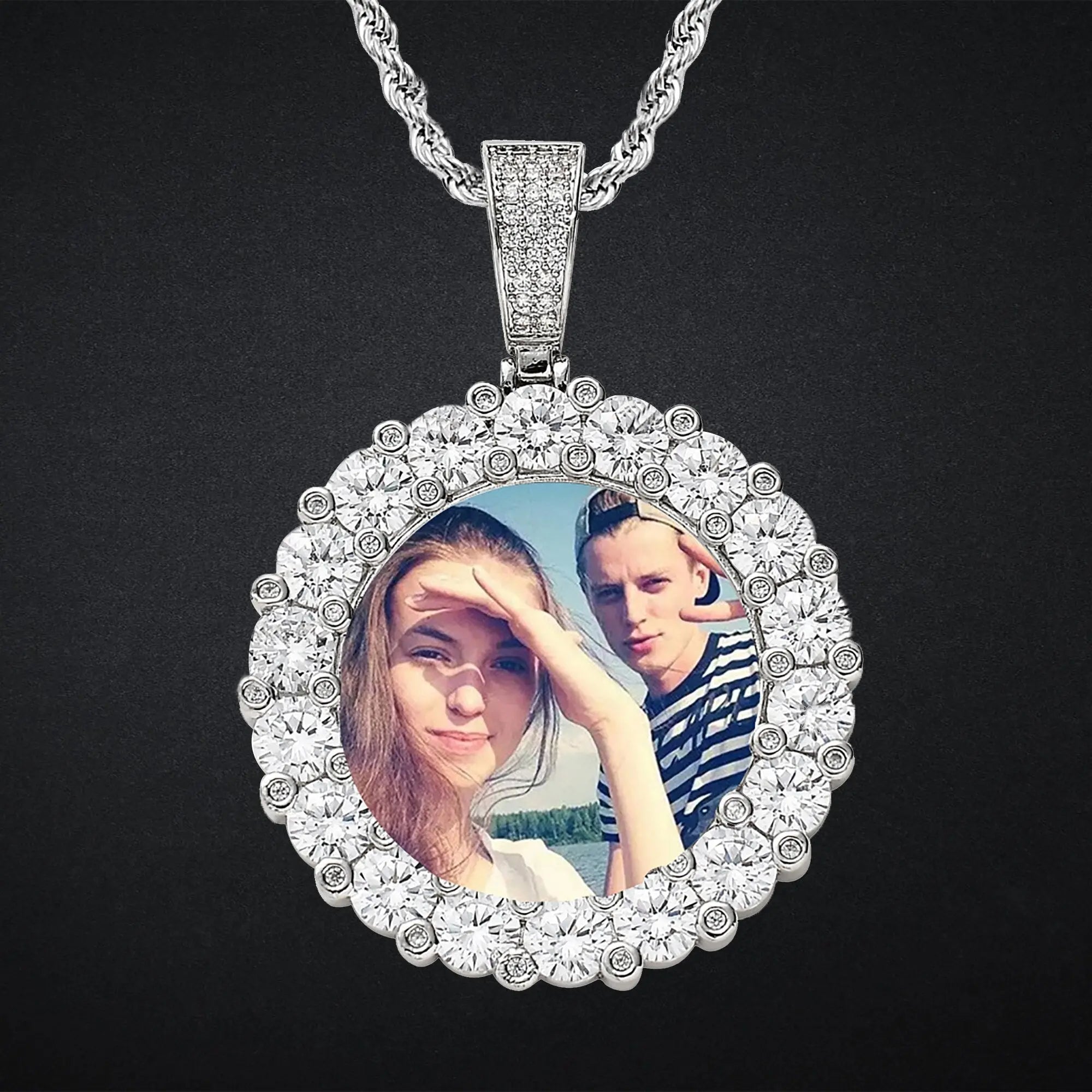 Customizable photoMen's Fashion Inlaid Exquisite Micro-dense Zircon Hip Hop Rock Party nowadaysfashion