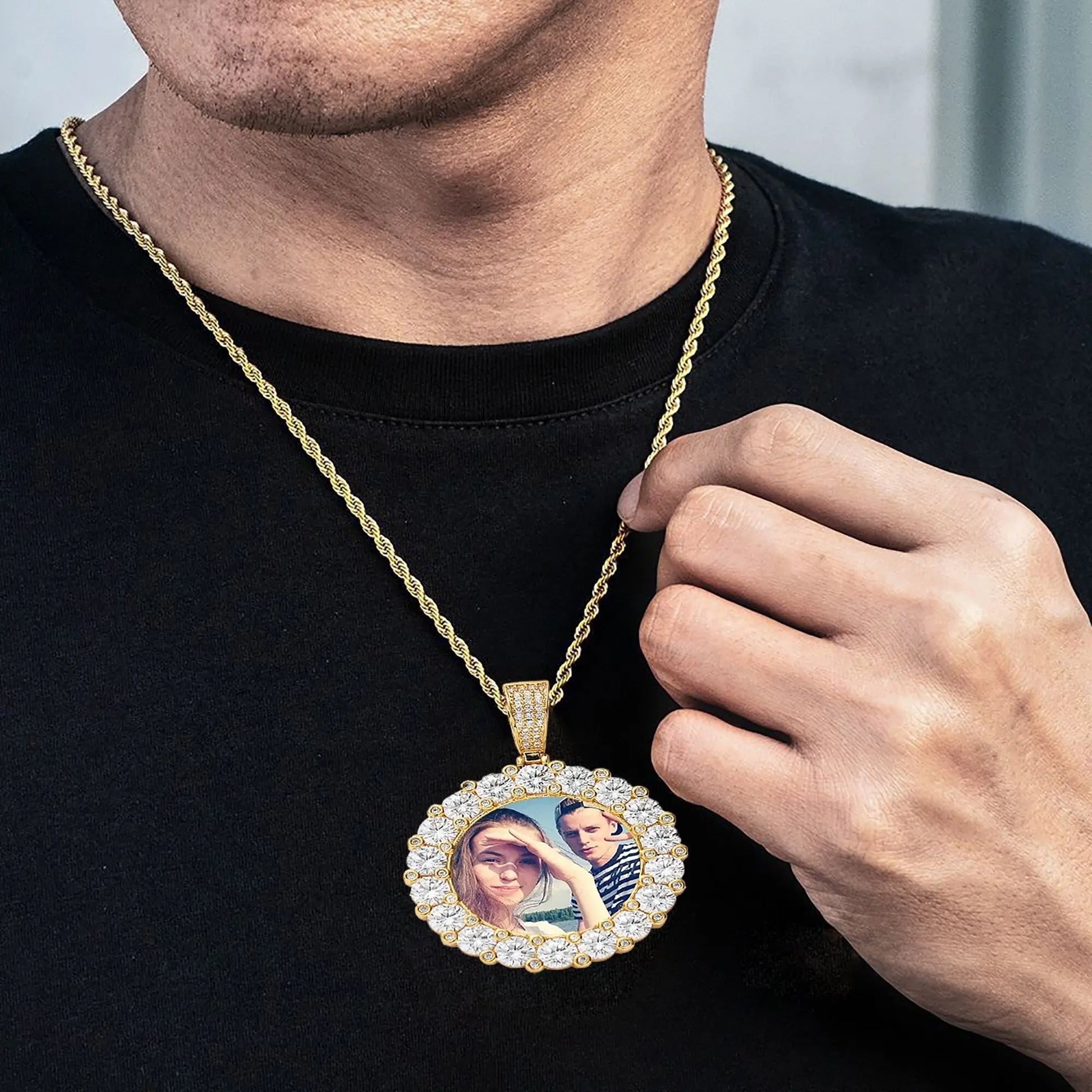 Customizable photoMen's Fashion Inlaid Exquisite Micro-dense Zircon Hip Hop Rock Party - Blade & Thread