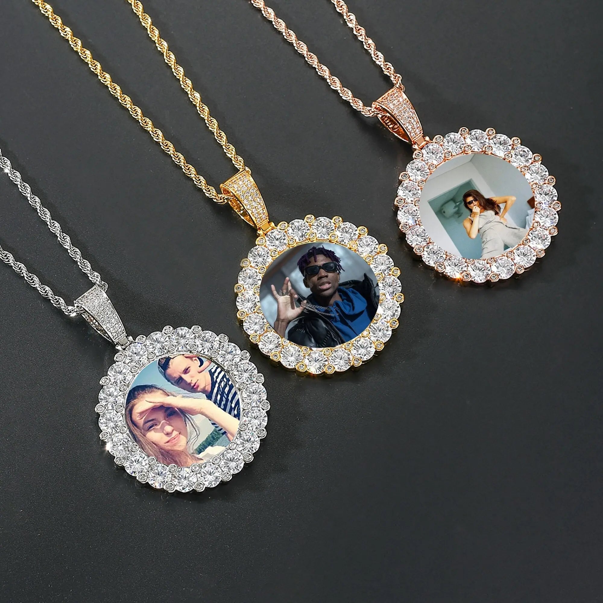 Customizable photoMen's Fashion Inlaid Exquisite Micro-dense Zircon Hip Hop Rock Party nowadaysfashion