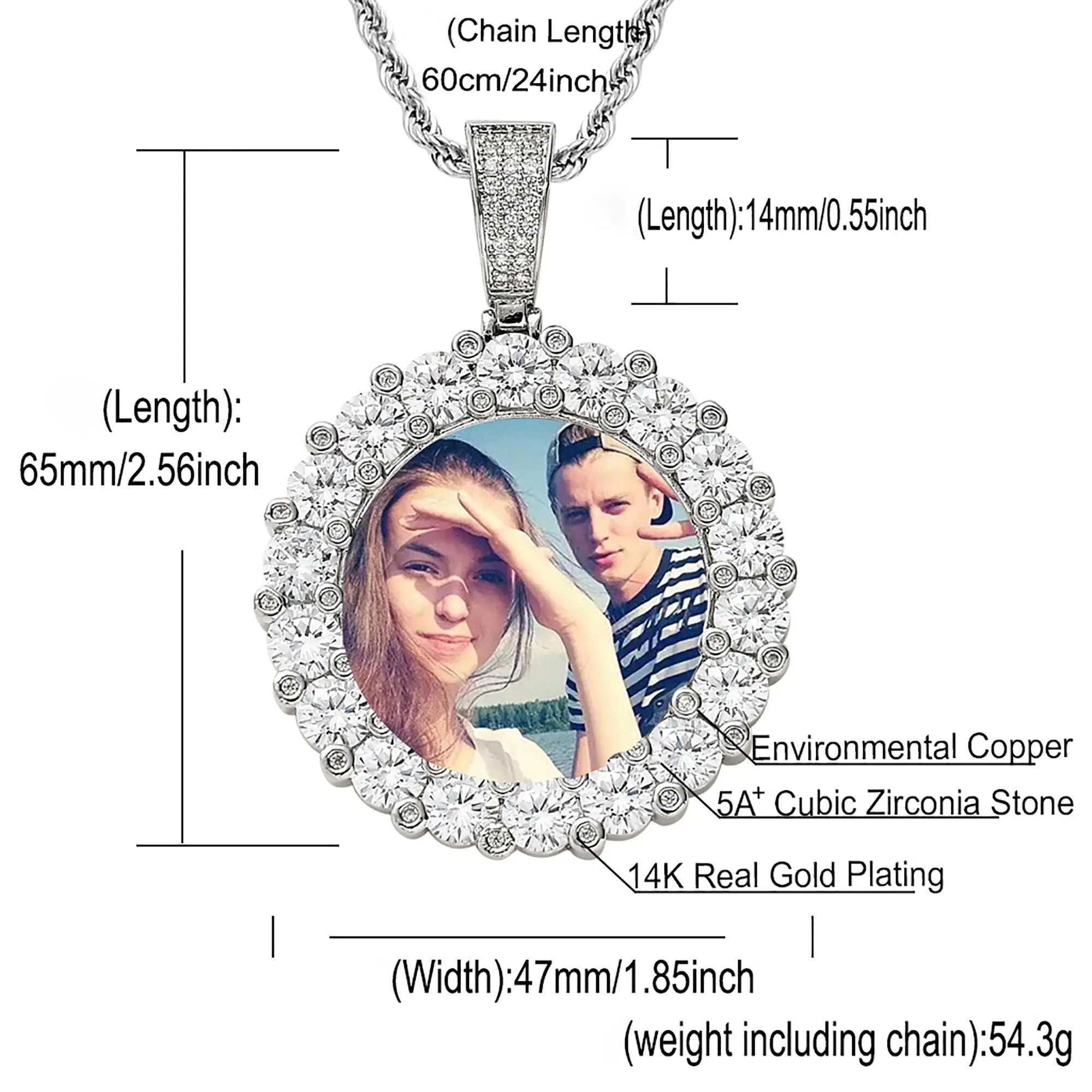 Customizable photoMen's Fashion Inlaid Exquisite Micro-dense Zircon Hip Hop Rock Party nowadaysfashion