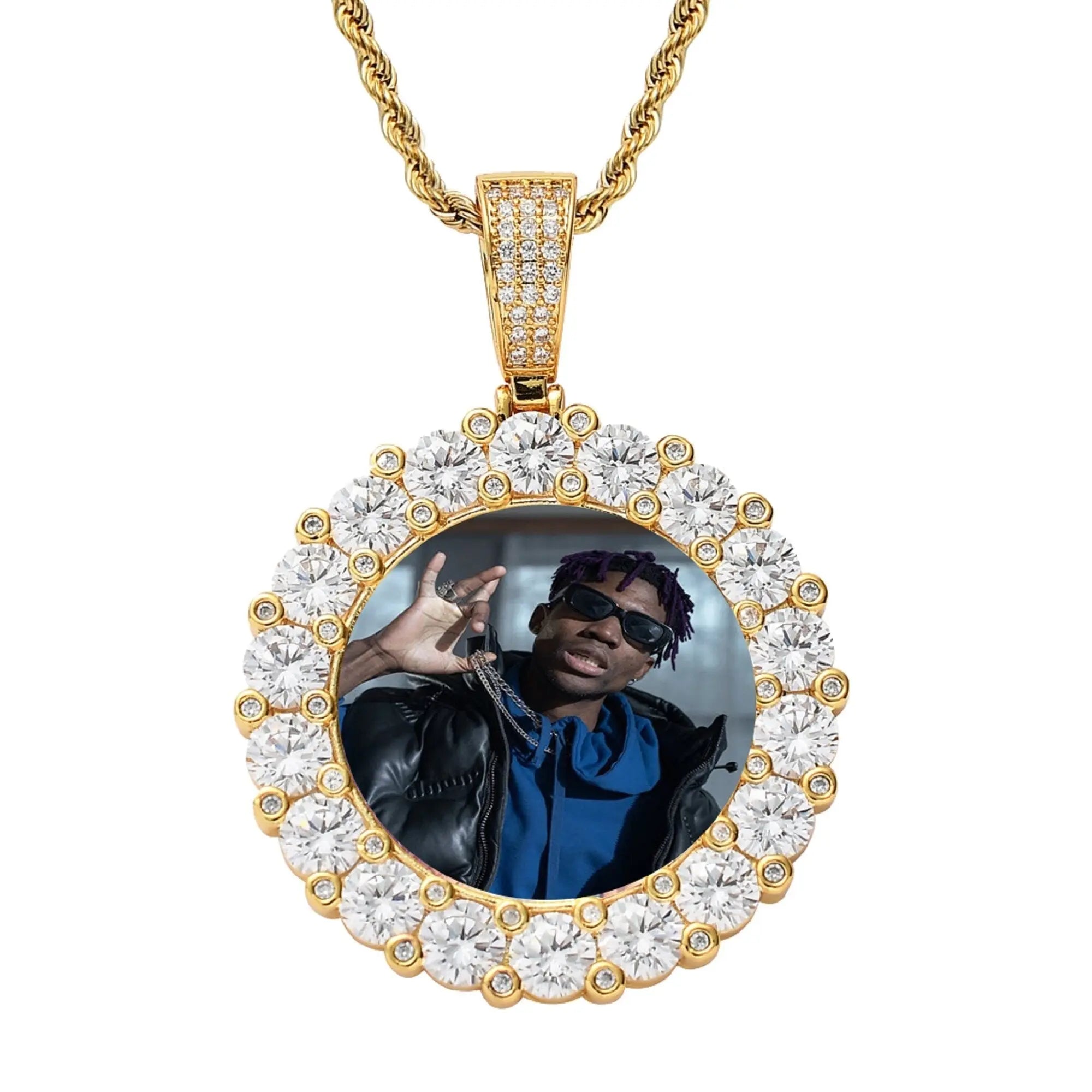 Customizable photoMen's Fashion Inlaid Exquisite Micro-dense Zircon Hip Hop Rock Party nowadaysfashion