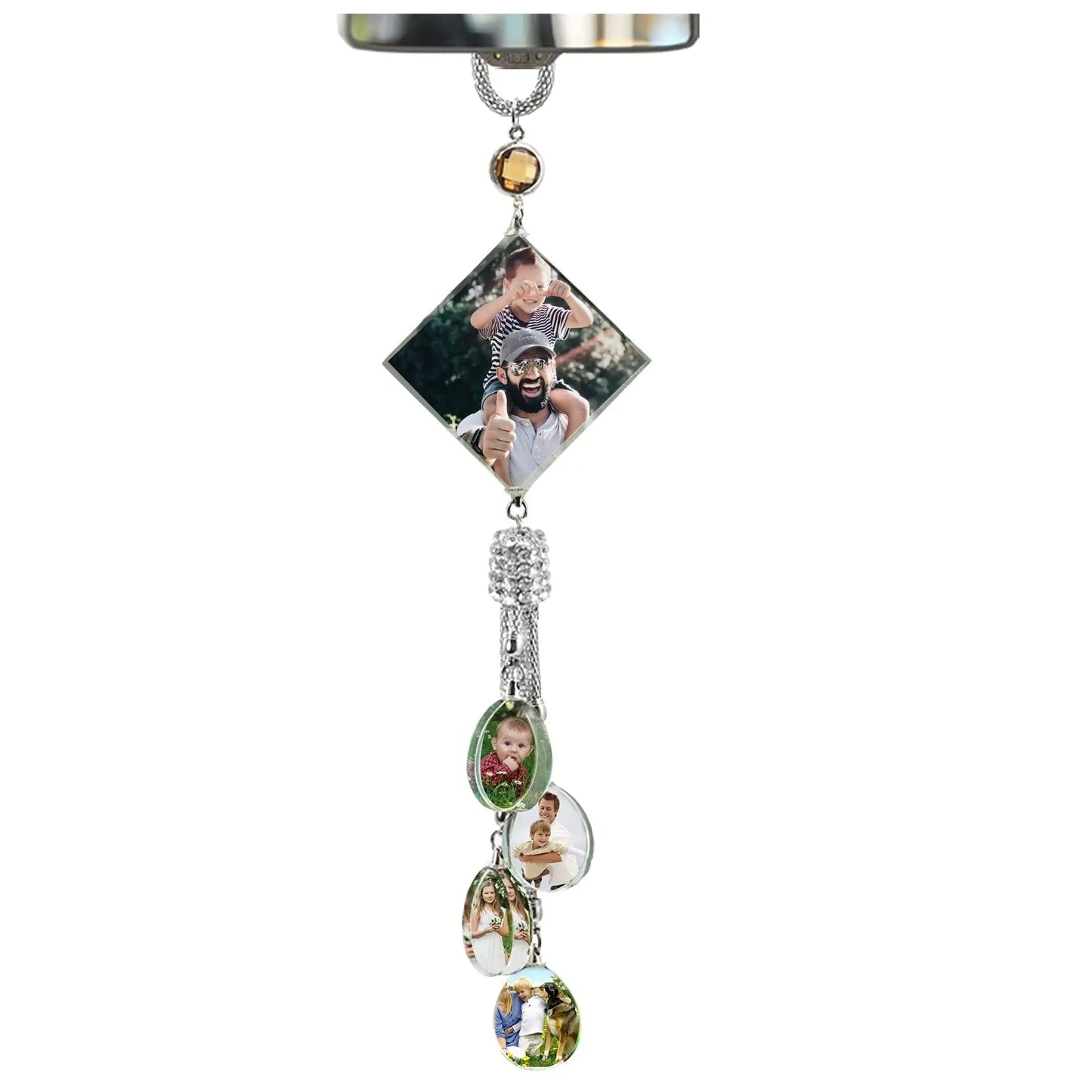 Customizable photos Car Rearview Mirror Hanging Ornament Artificial Crystal Styling - Blade & Thread