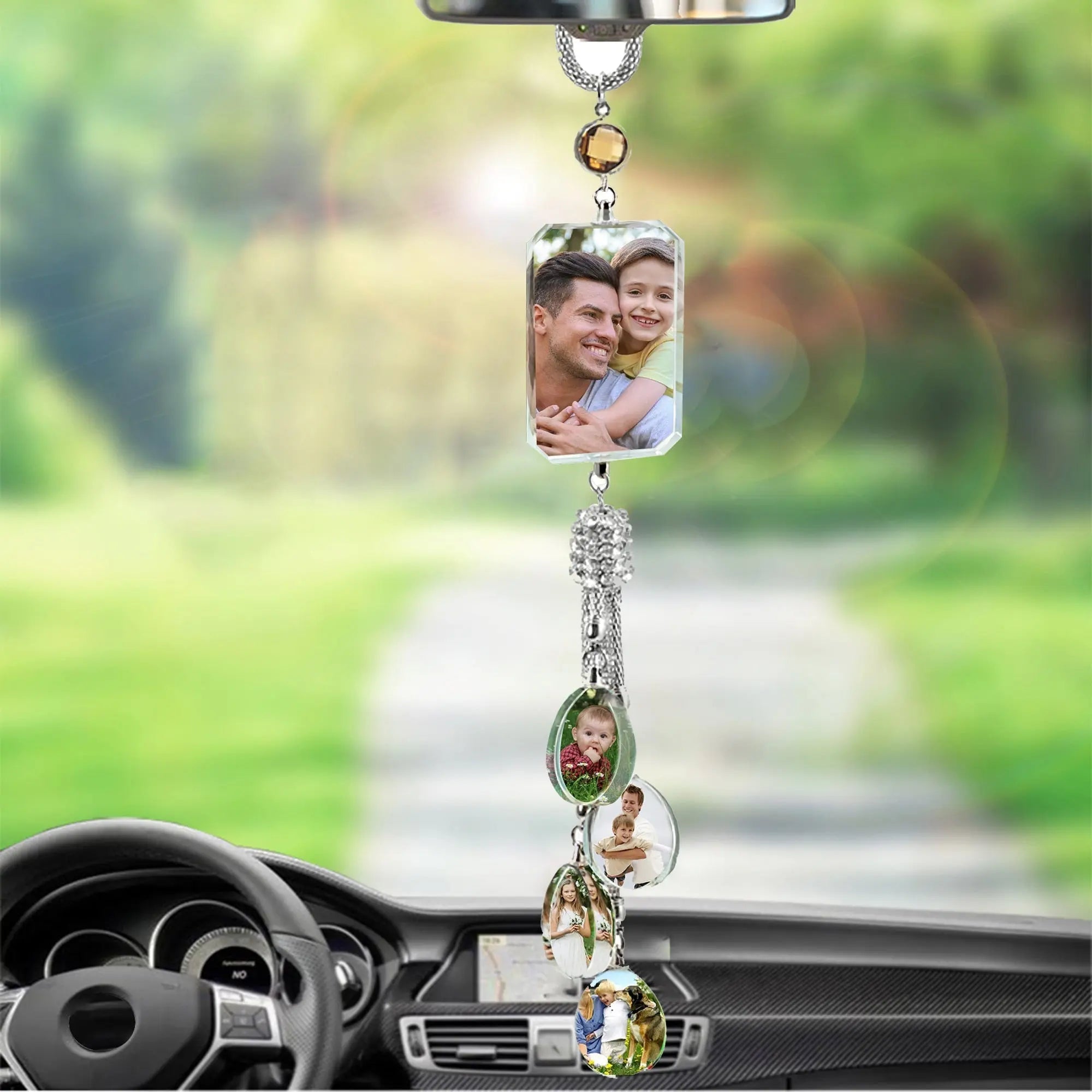 Customizable photos Car Rearview Mirror Hanging Ornament Artificial Crystal Styling nowadaysfashion