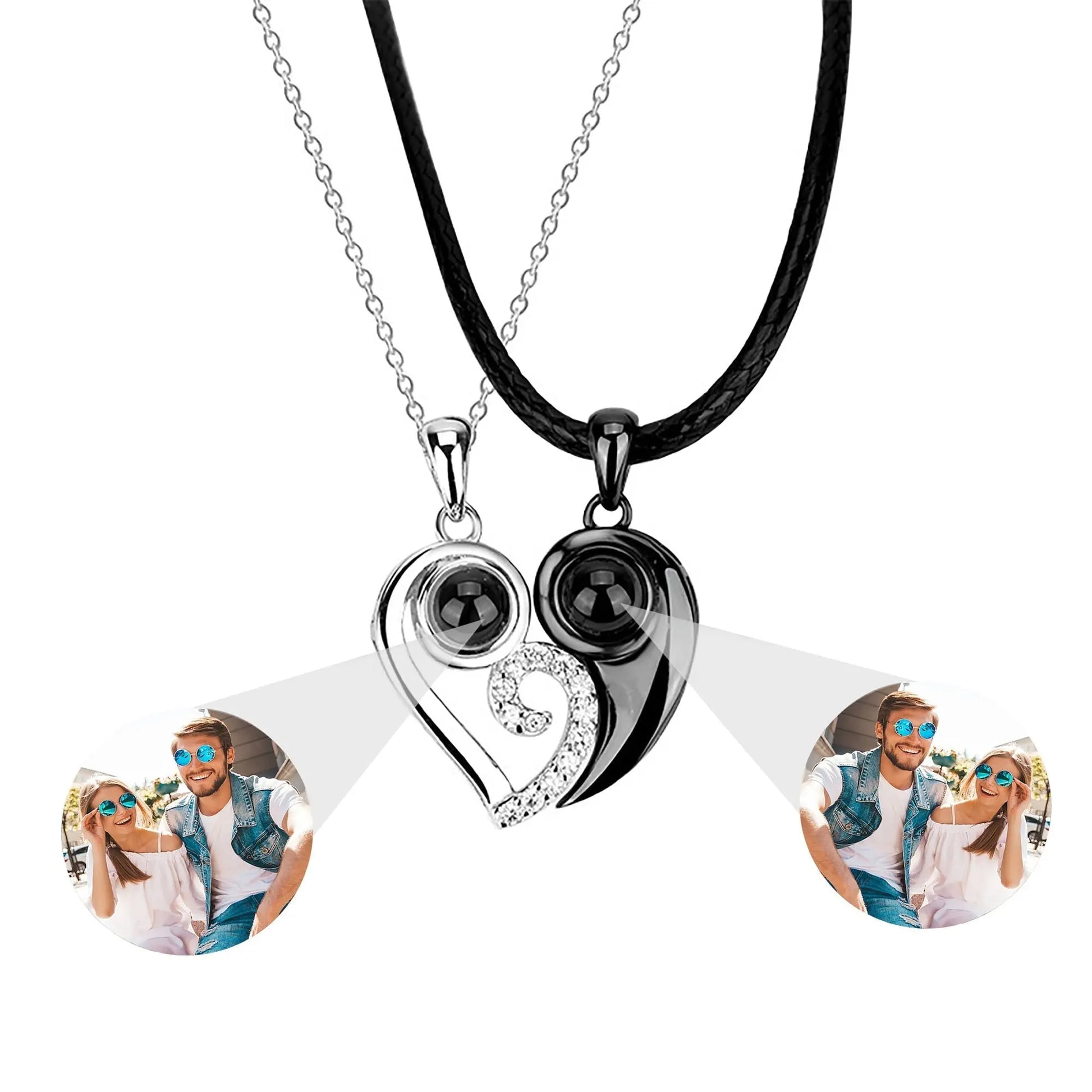 Customizable photoSet of Fashion Magnetic Heart Couple Necklace For Women Men - Blade & Thread
