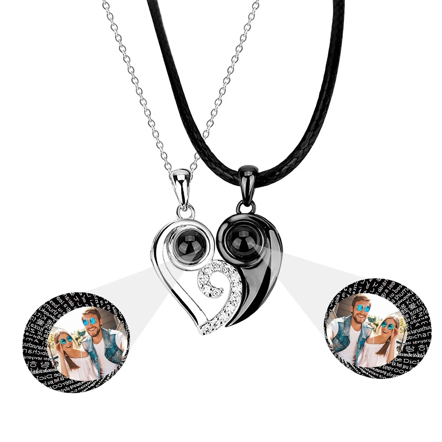Customizable photoSet of Fashion Magnetic Heart Couple Necklace For Women Men - Blade & Thread