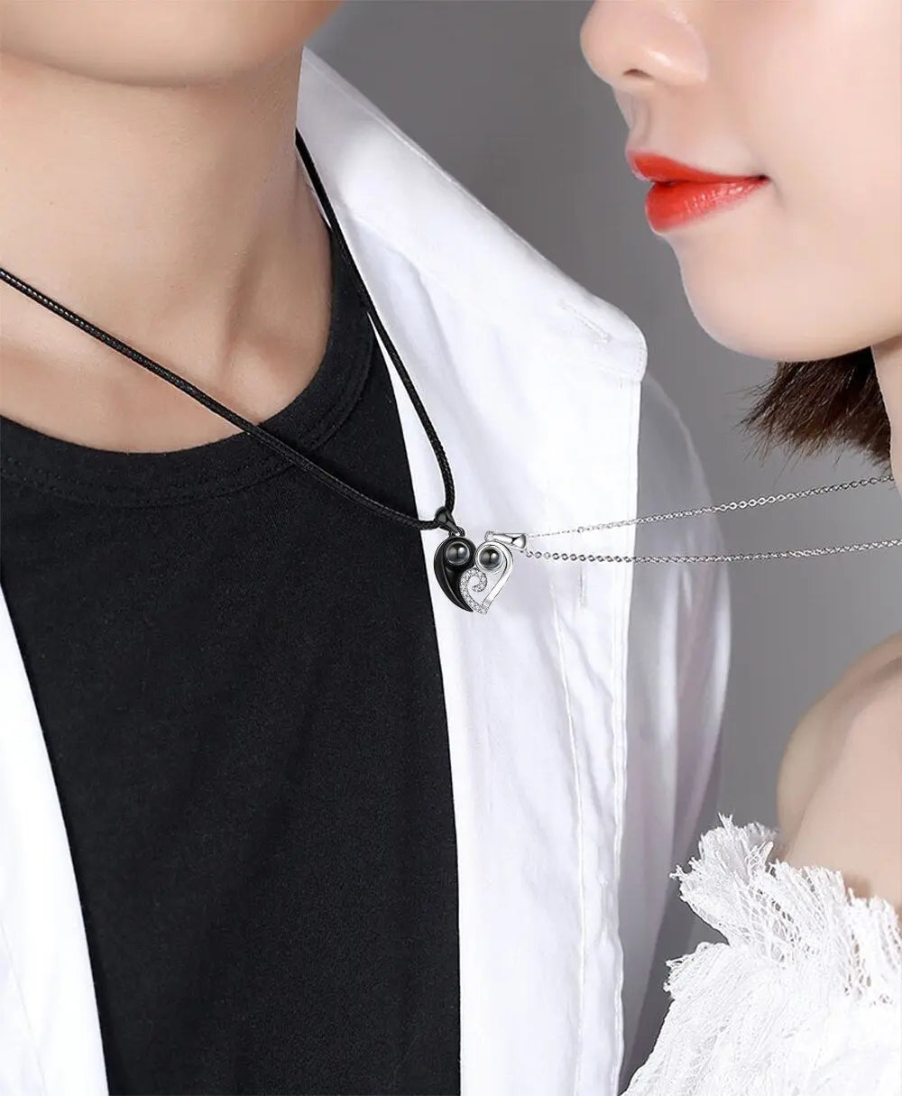 Customizable photoSet of Fashion Magnetic Heart Couple Necklace For Women Men - Blade & Thread