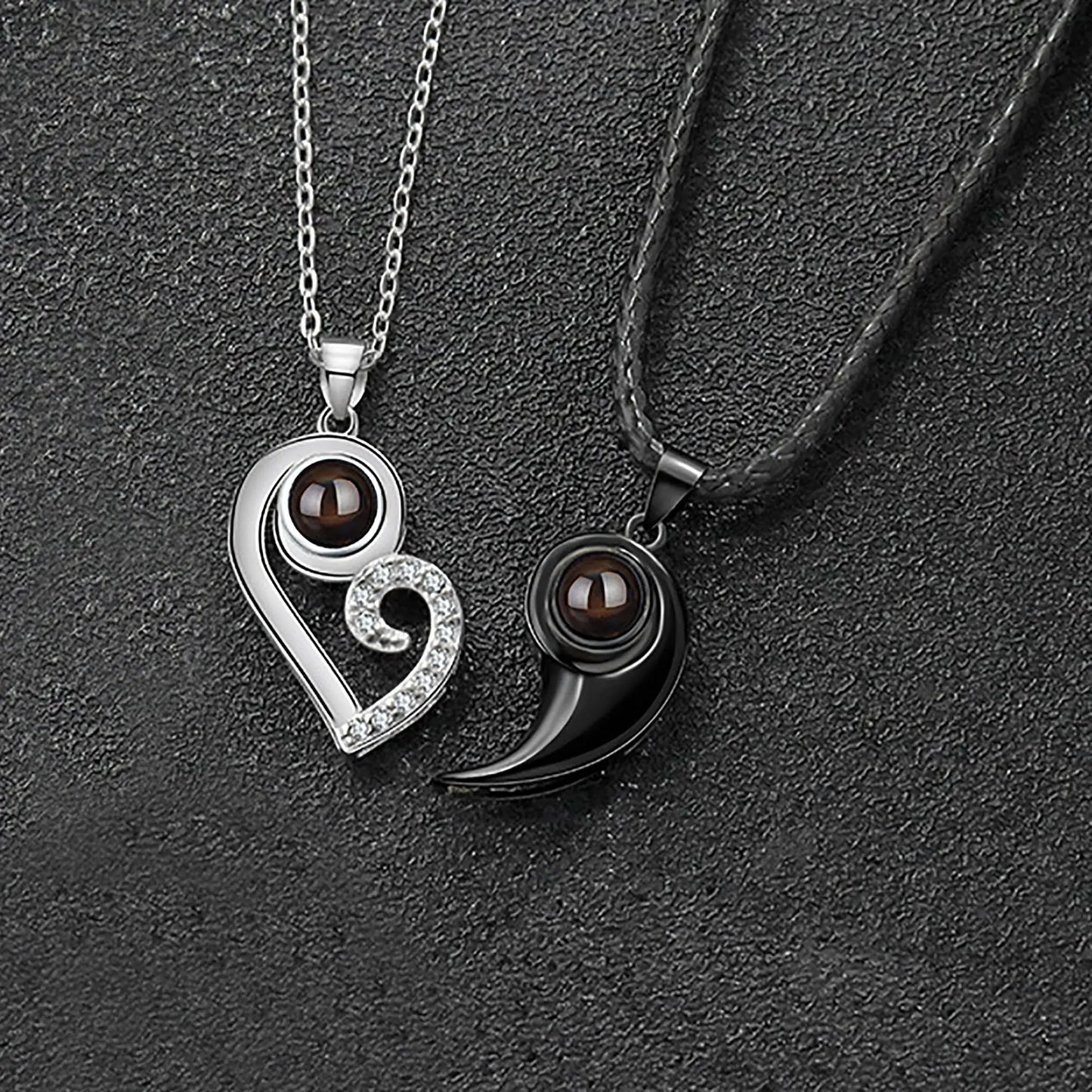 Customizable photoSet of Fashion Magnetic Heart Couple Necklace For Women Men - Blade & Thread