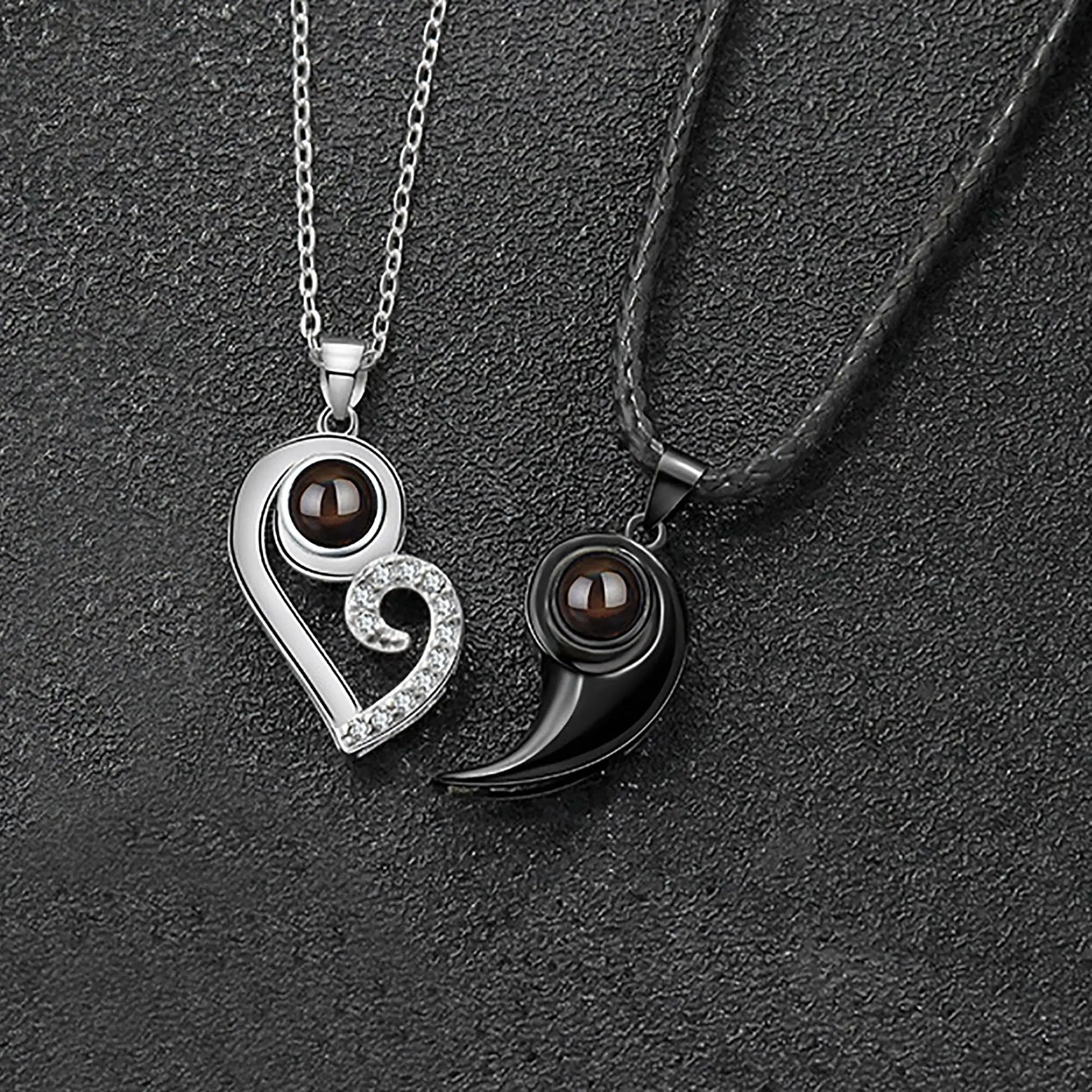 Customizable photoSet of Fashion Magnetic Heart Couple Necklace For Women Men - Blade & Thread