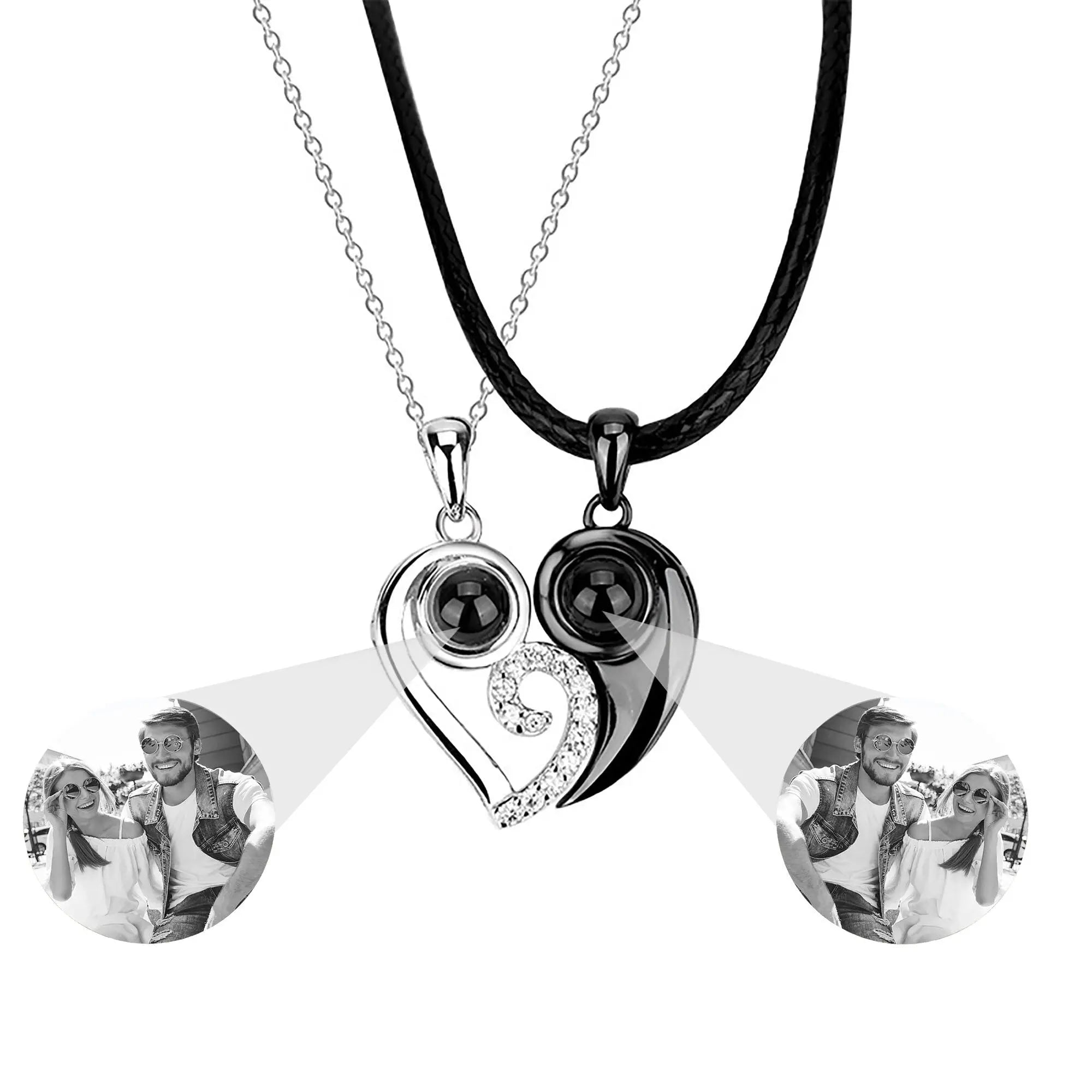 Customizable photoSet of Fashion Magnetic Heart Couple Necklace For Women Men nowadaysfashion