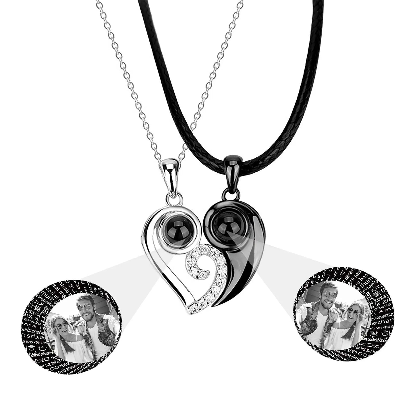 Customizable photoSet of Fashion Magnetic Heart Couple Necklace For Women Men - Blade & Thread