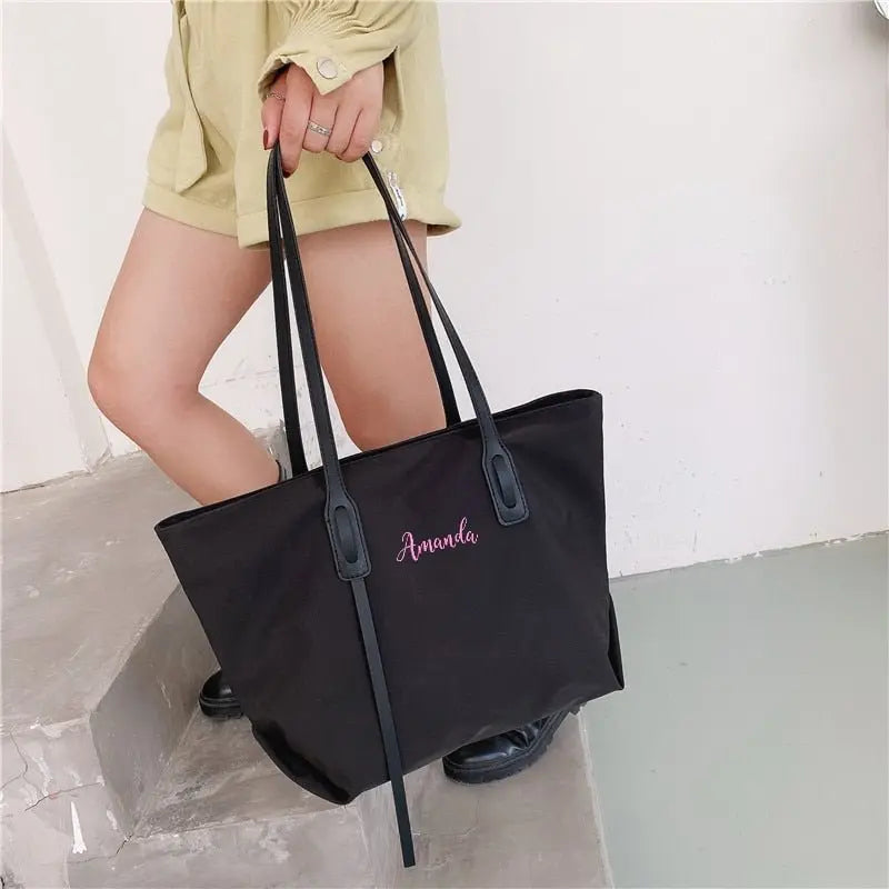 Customizable Tote Oxford Bag Embroidered Name One-Shoulder Handbag nowadaysfashion