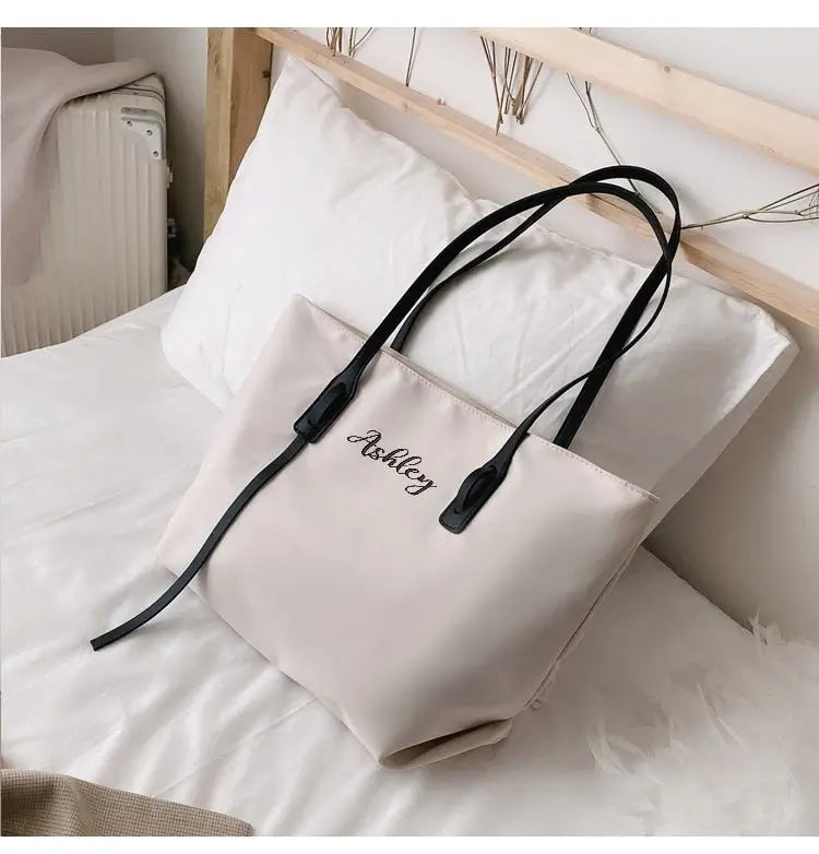 Customizable Tote Oxford Bag Embroidered Name One-Shoulder Handbag - Blade & Thread