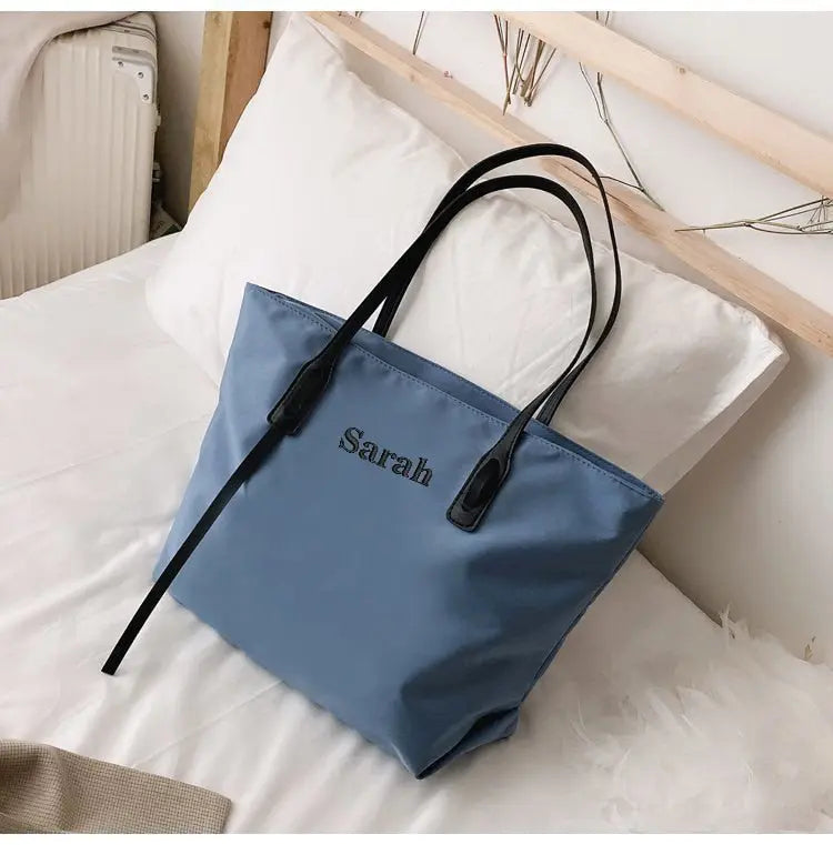 Customizable Tote Oxford Bag Embroidered Name One-Shoulder Handbag - Blade & Thread