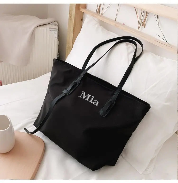 Customizable Tote Oxford Bag Embroidered Name One-Shoulder Handbag - Blade & Thread