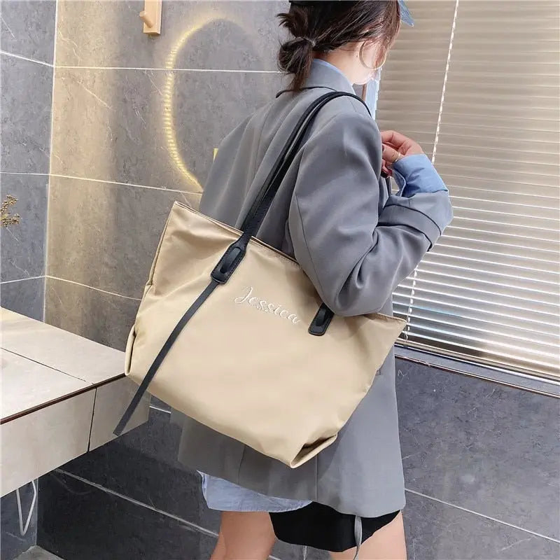 Customizable Tote Oxford Bag Embroidered Name One-Shoulder Handbag nowadaysfashion