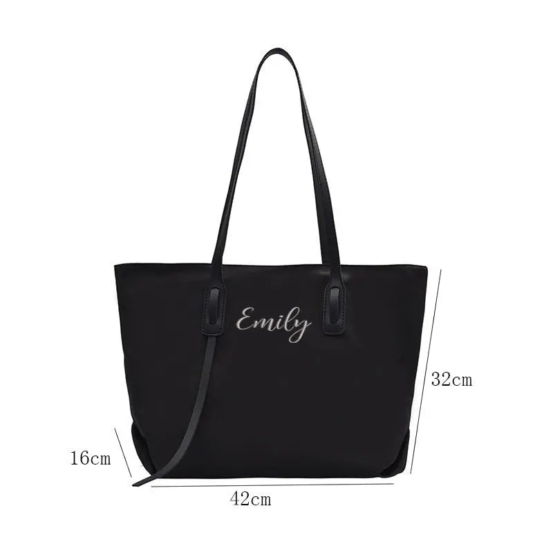 Customizable Tote Oxford Bag Embroidered Name One-Shoulder Handbag nowadaysfashion