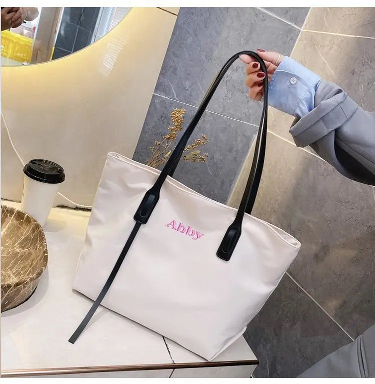 Customizable Tote Oxford Bag Embroidered Name One-Shoulder Handbag nowadaysfashion