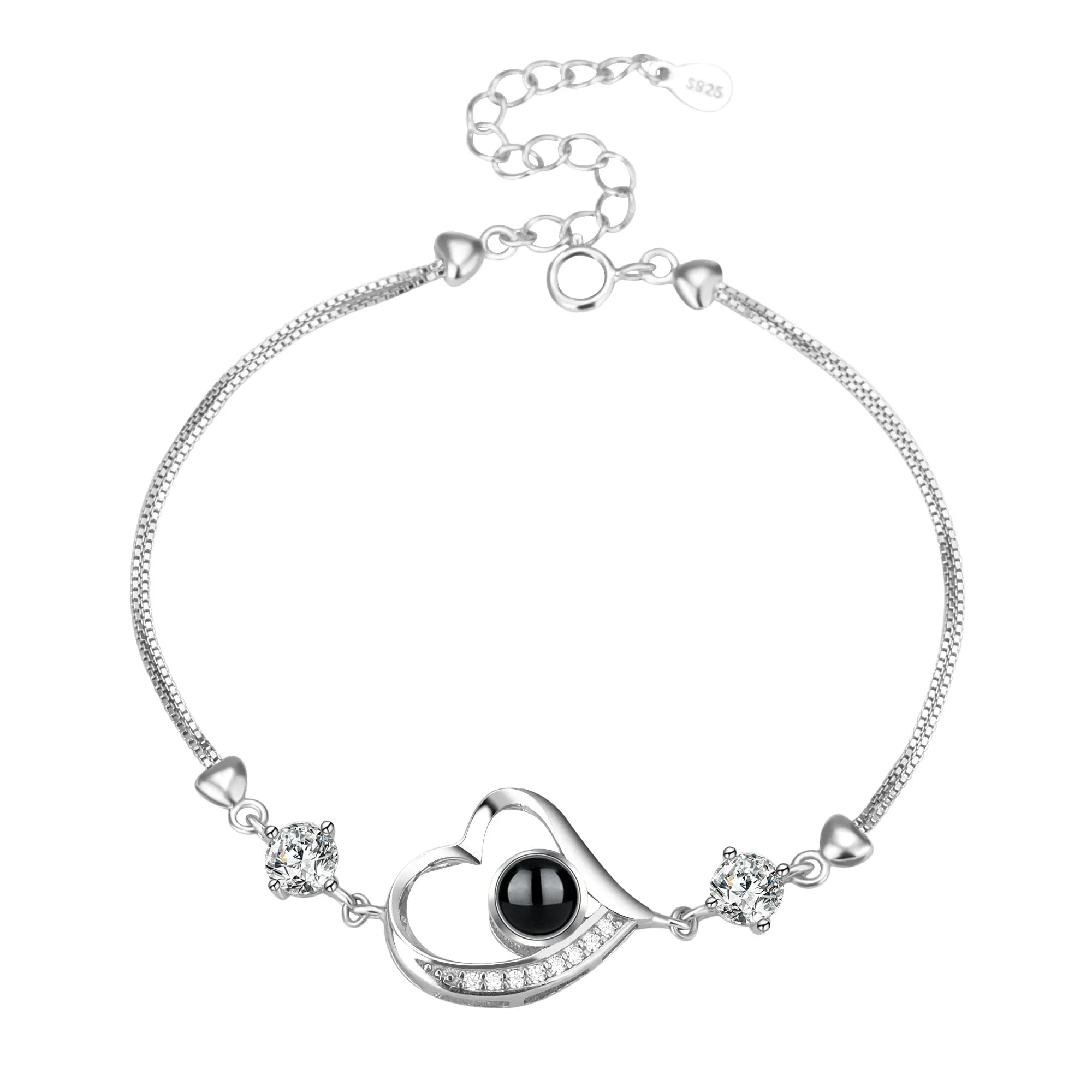 Customize Photo Name Projection Bracelet For 100 Languages Heart Chain Bracelets nowadaysfashion