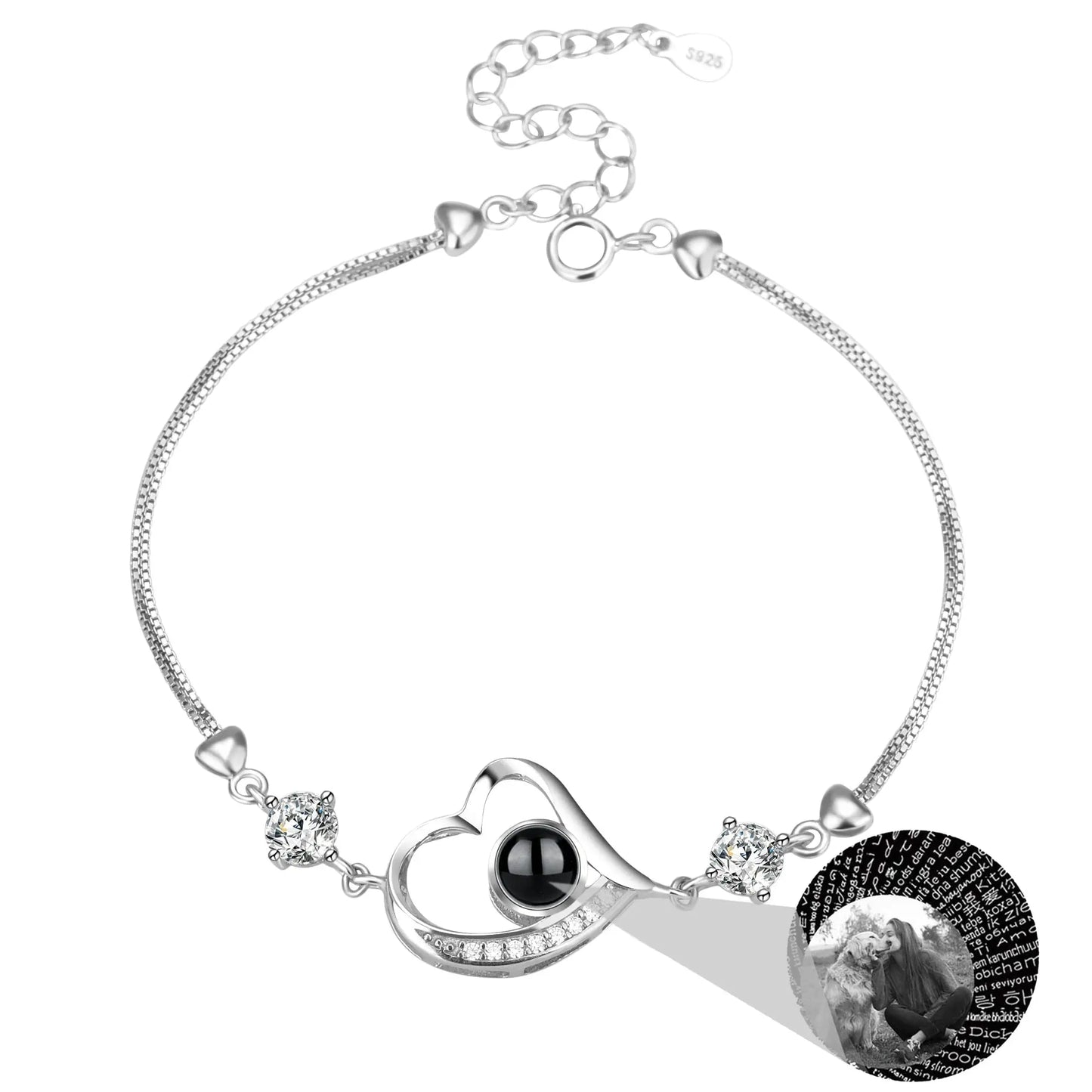 Customize Photo Name Projection Bracelet For Heart Chain Bracelets - Blade & Thread