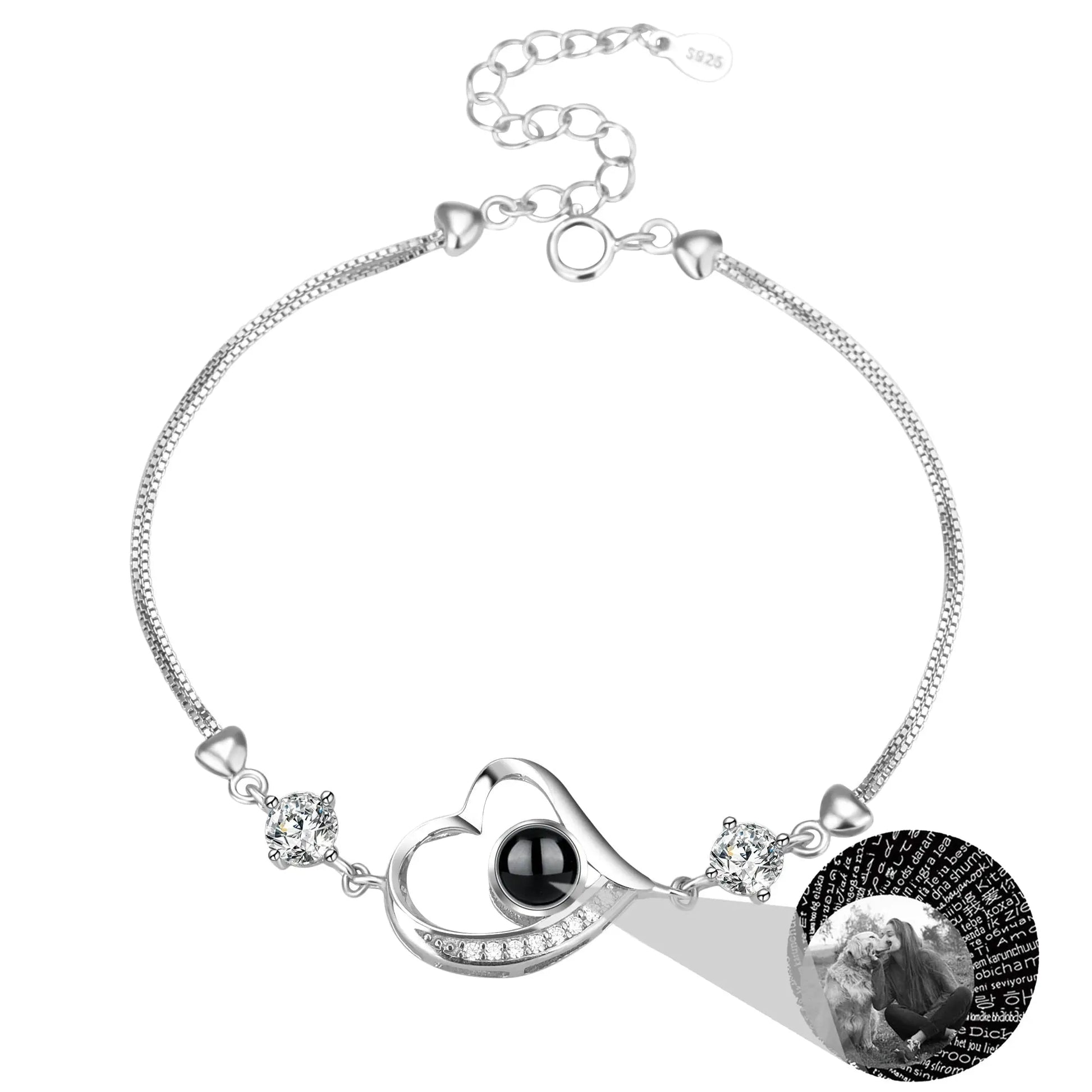Customize Photo Name Projection Bracelet For Heart Chain Bracelets - Blade & Thread