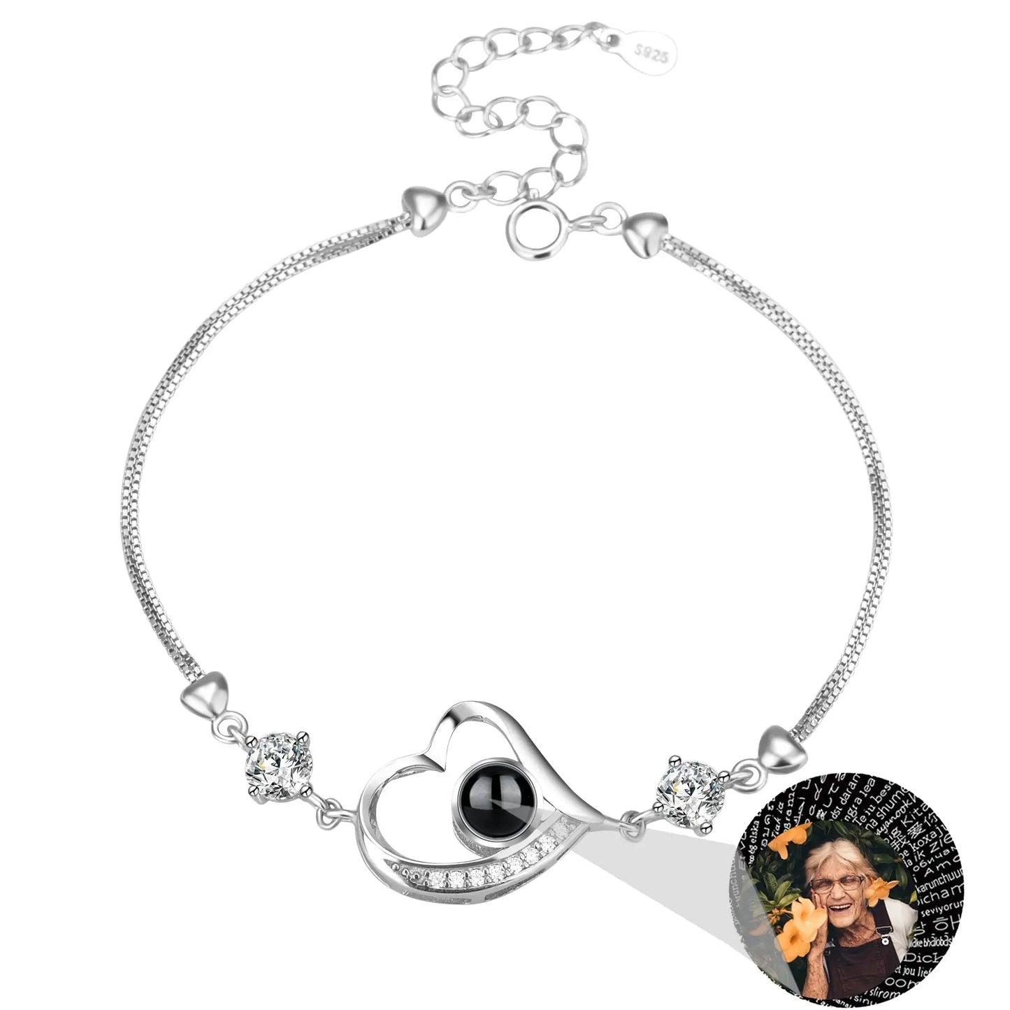 Customize Photo Name Projection Bracelet For Heart Chain Bracelets - Blade & Thread