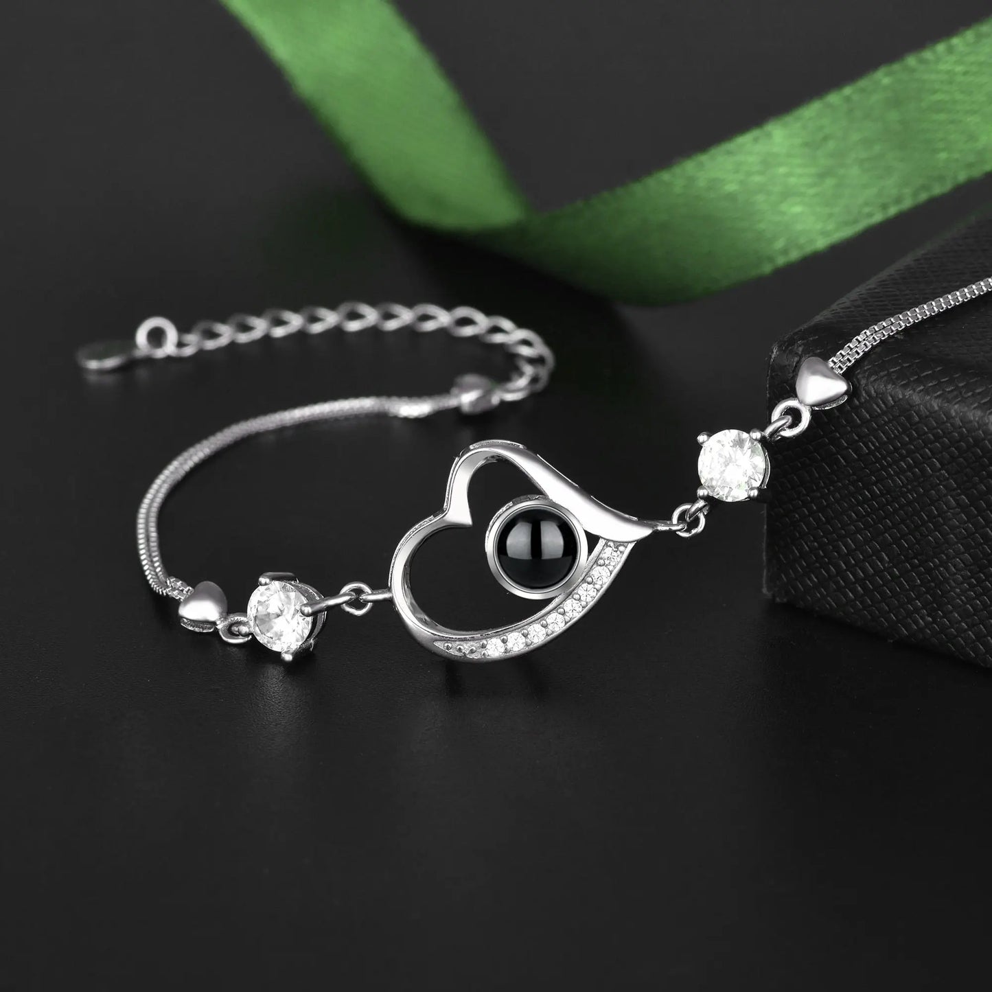 Customize Photo Name Projection Bracelet For Heart Chain Bracelets - Blade & Thread