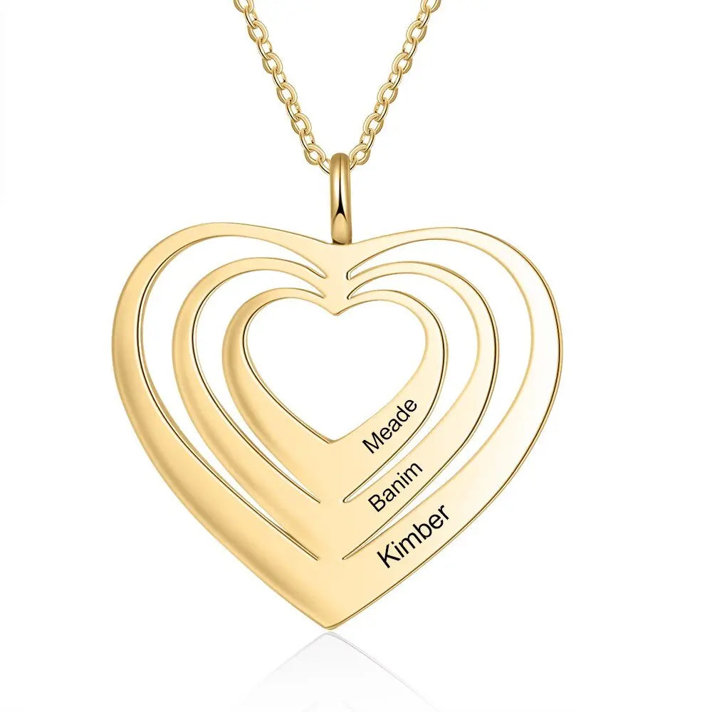 Customized 3 Hearts Pendant Personalized Engraving Name Necklaces nowadaysfashion