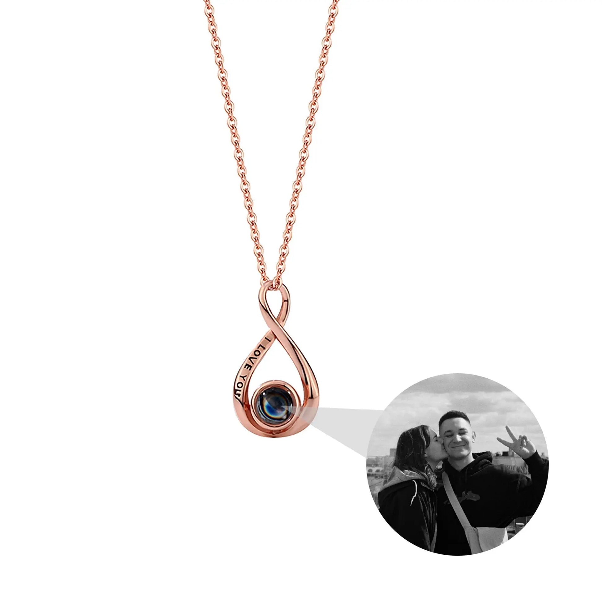 Customized 8-character Projection Necklace , Creative Photo Projection pendant - Blade & Thread