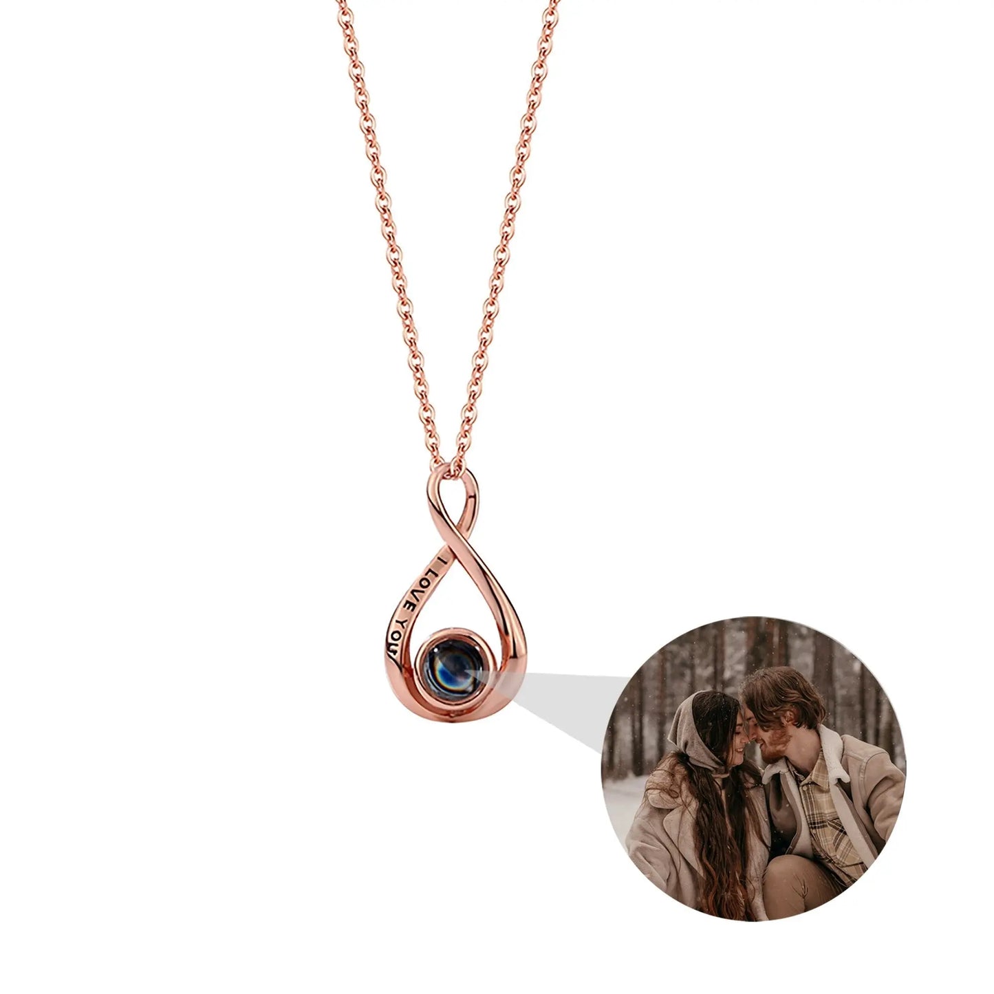 Customized 8-character Projection Necklace , Creative Photo Projection pendant - Blade & Thread