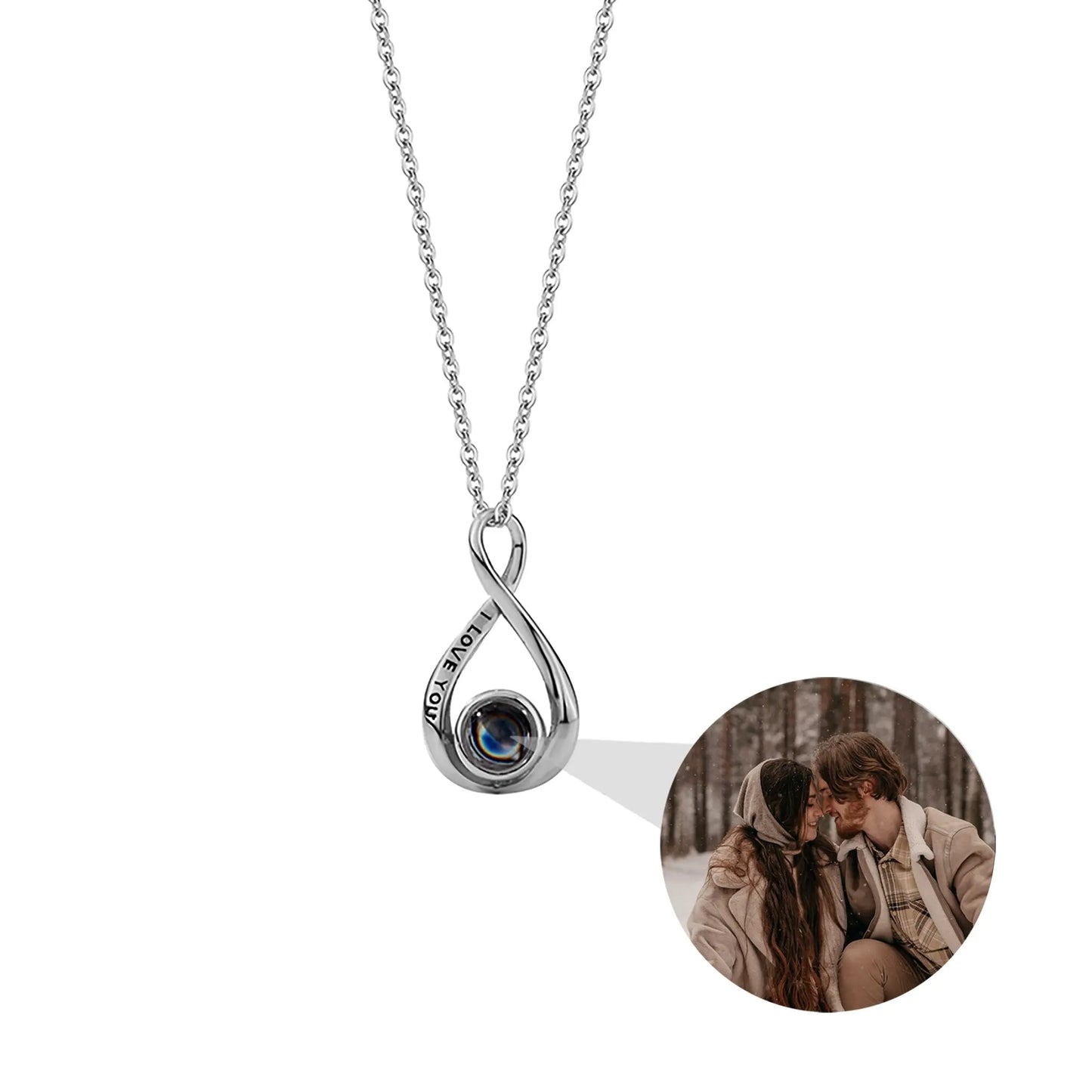 Customized 8-character Projection Necklace , Creative Photo Projection pendant - Blade & Thread