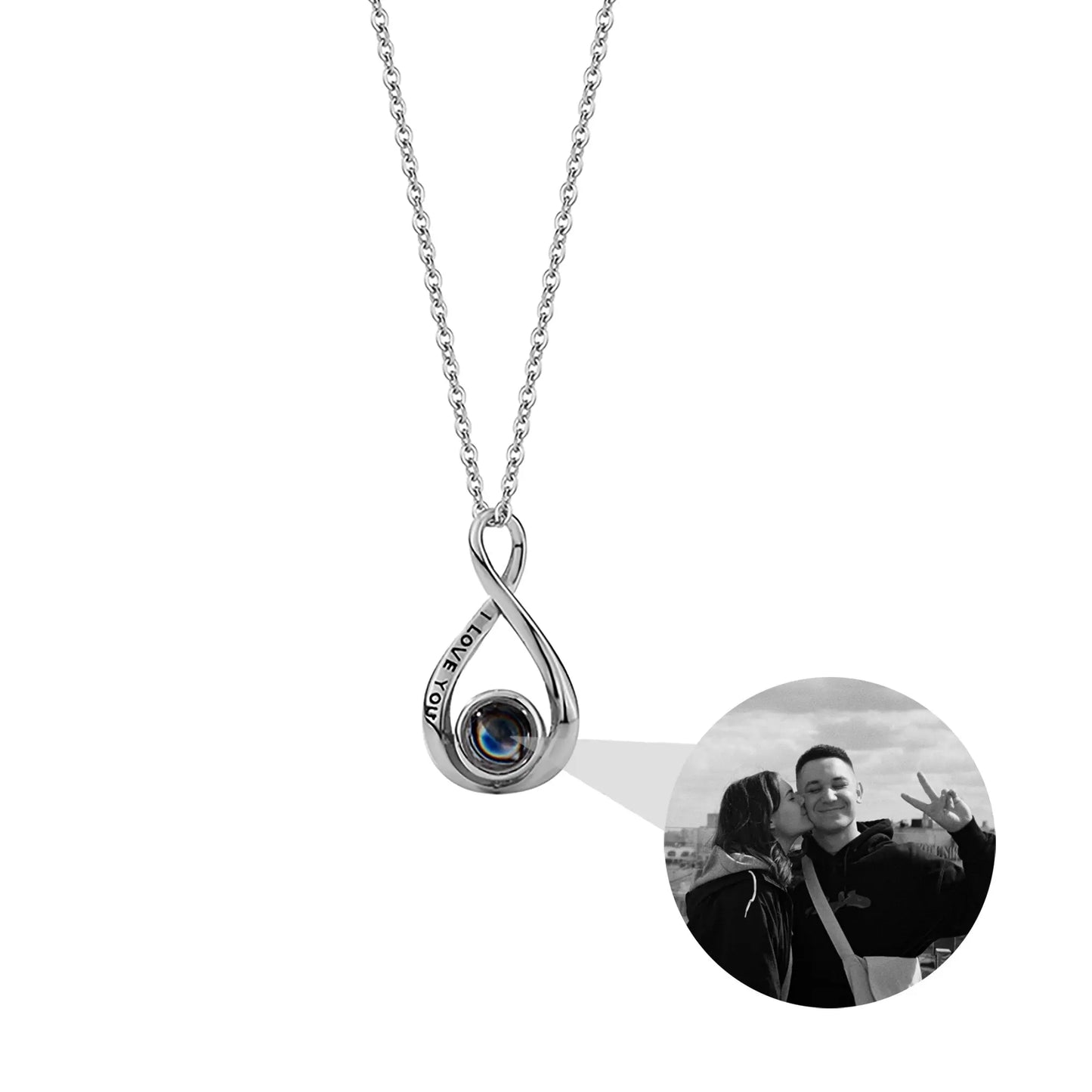 Customized 8-character Projection Necklace , Creative Photo Projection pendant - Blade & Thread