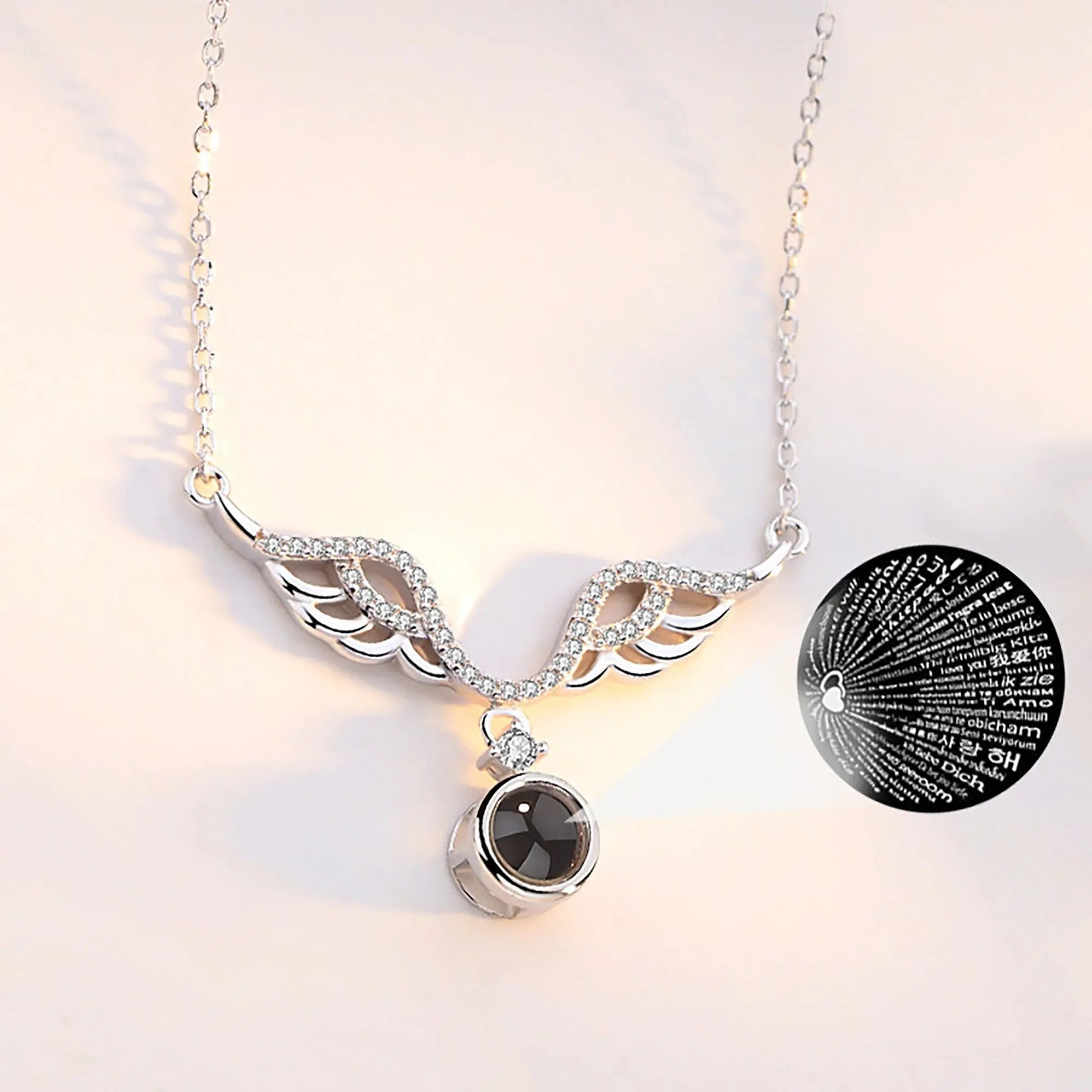 Customized 925 Silver 100 languages Projection Necklace Couple Memory Gifts - Blade & Thread