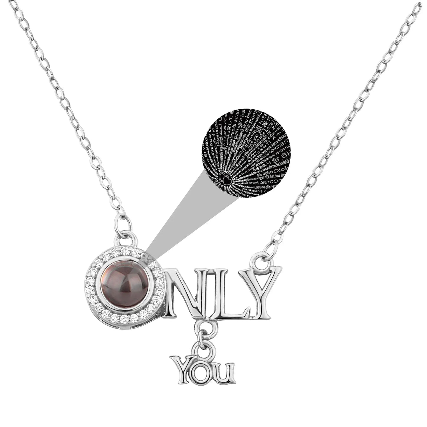 Customized 925 Silver 100 languages Projection Necklace Couple Memory Gifts - Blade & Thread