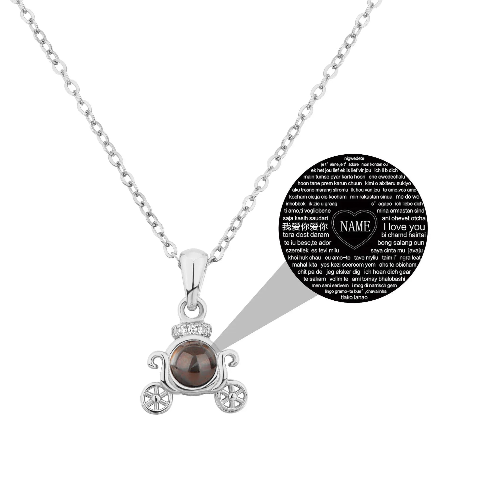 Customized 925 Silver 100 languages Projection Necklace Couple Memory Gifts - Blade & Thread