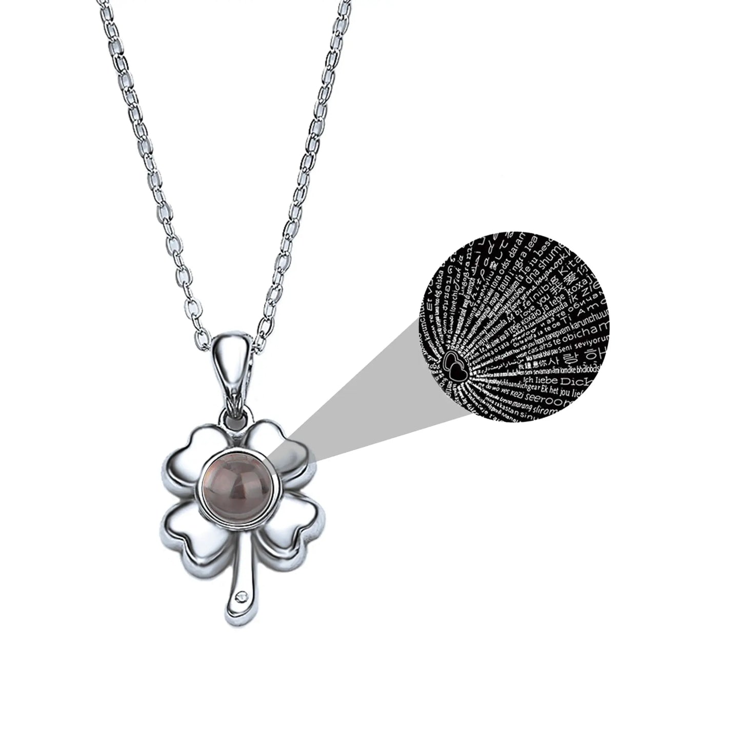 Customized 925 Silver 100 languages Projection Necklace Couple Memory Gifts - Blade & Thread