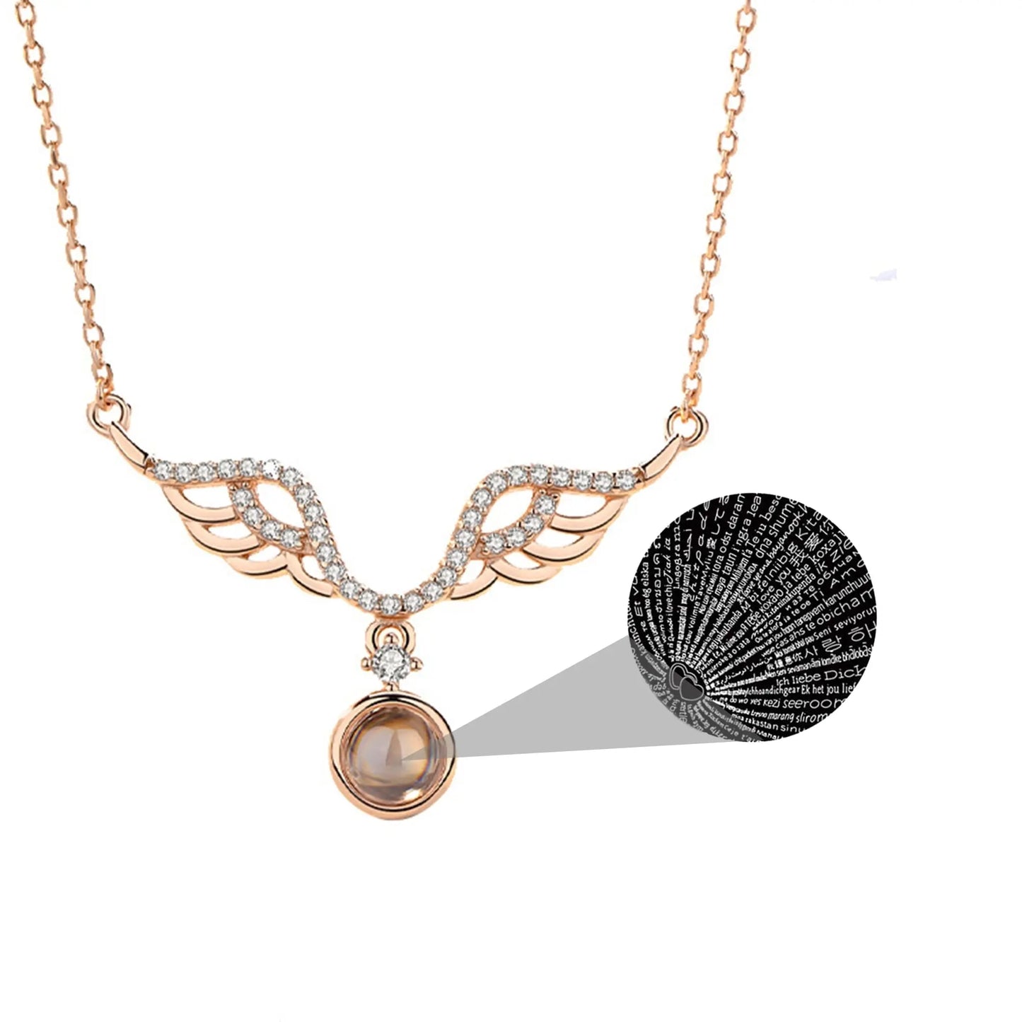 Customized 925 Silver 100 languages Projection Necklace Couple Memory Gifts - Blade & Thread