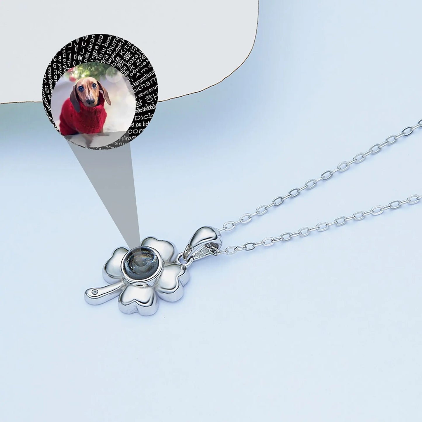 Customized 925 Silver 100 languages Projection Necklace Couple Memory Gifts - Blade & Thread