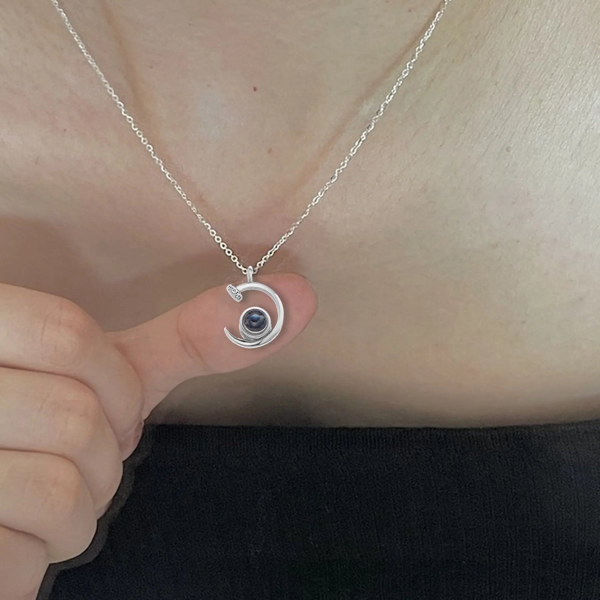 Customized 925 Silver 100 languages Projection Necklace Couple Memory Gifts - Blade & Thread