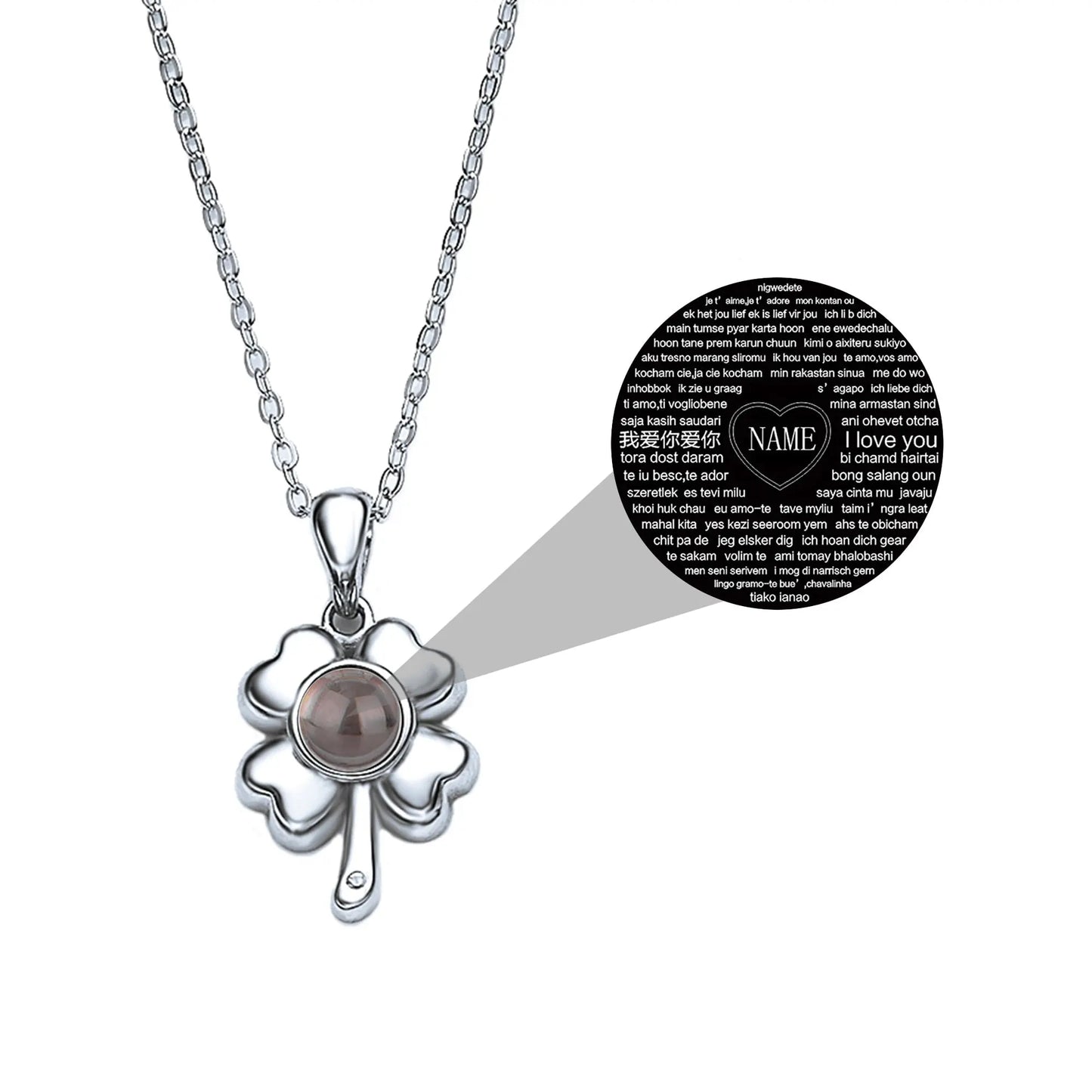 Customized 925 Silver 100 languages Projection Necklace Couple Memory Gifts - Blade & Thread