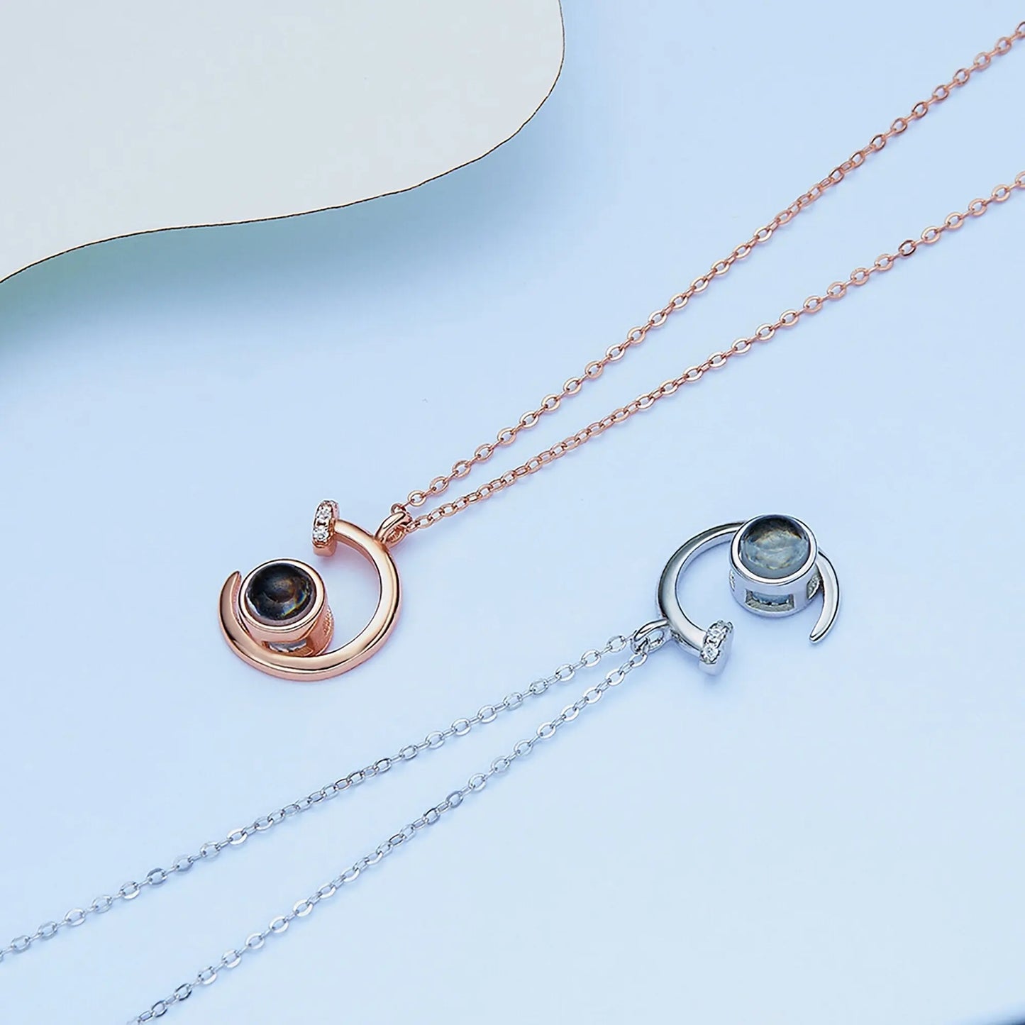 Customized 925 Silver 100 languages Projection Necklace Couple Memory Gifts - Blade & Thread