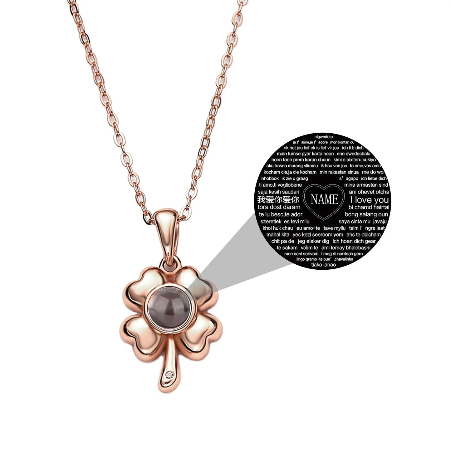 Customized 925 Silver 100 languages Projection Necklace Couple Memory Gifts - Blade & Thread