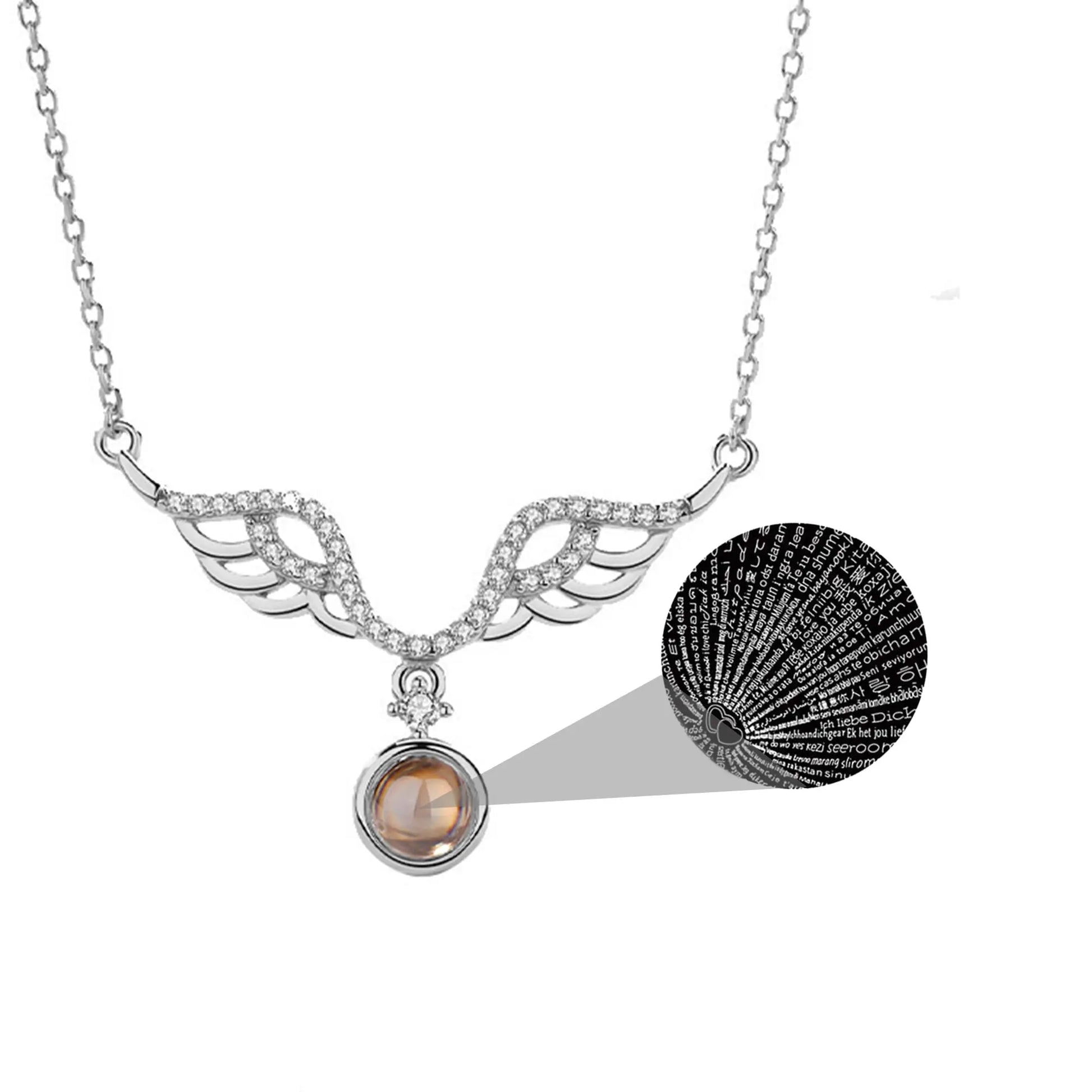 Customized 925 Silver 100 languages Projection Necklace Couple Memory Gifts - Blade & Thread