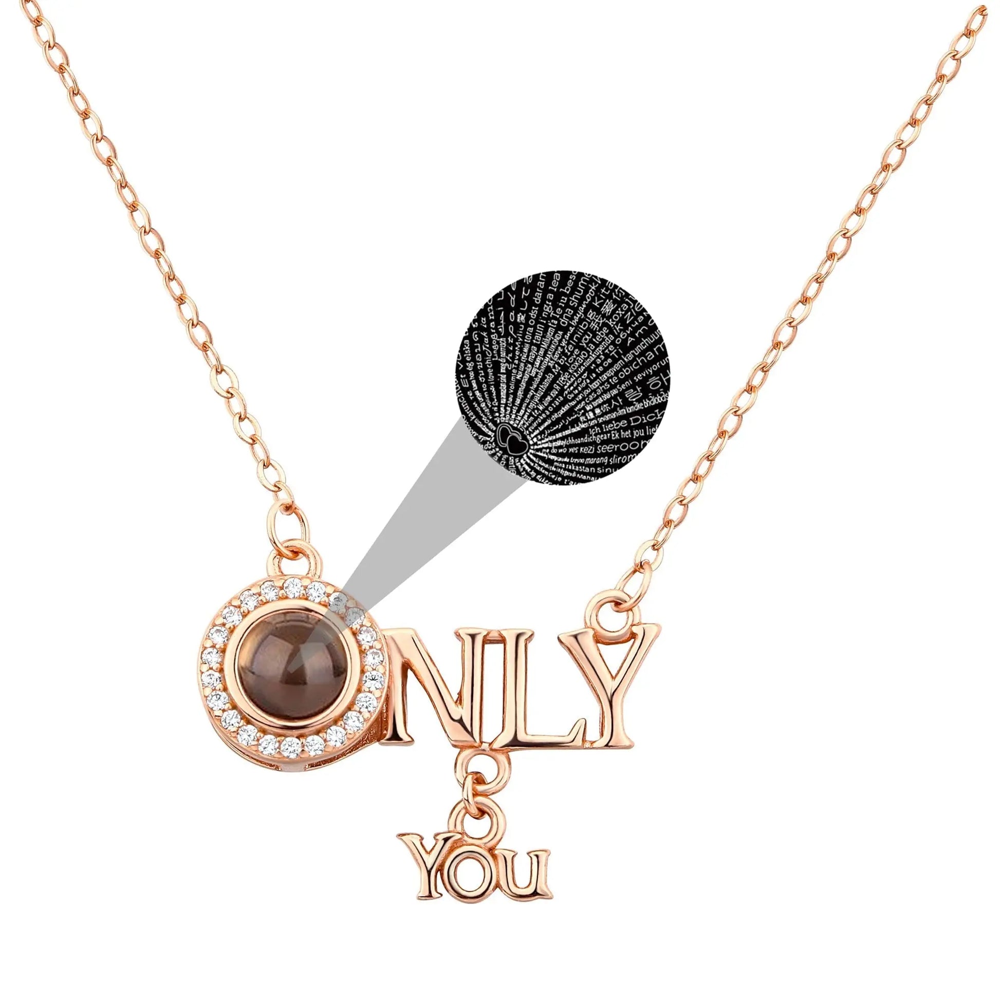 Customized 925 Silver 100 languages Projection Necklace Couple Memory Gifts - Blade & Thread