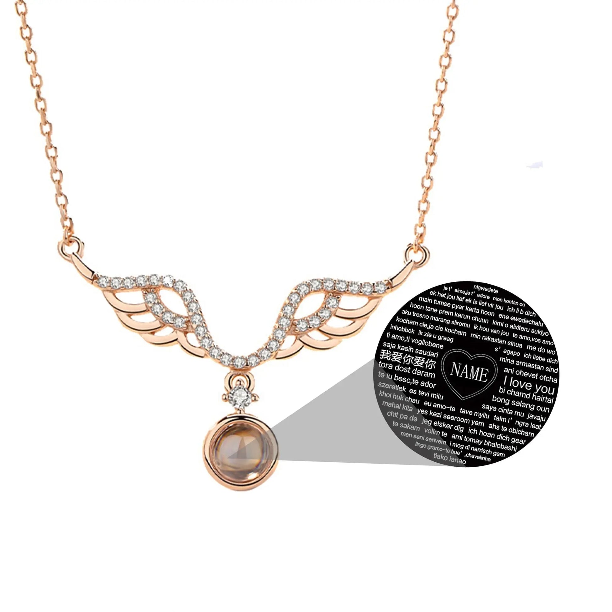 Customized 925 Silver 100 languages Projection Necklace Couple Memory Gifts - Blade & Thread
