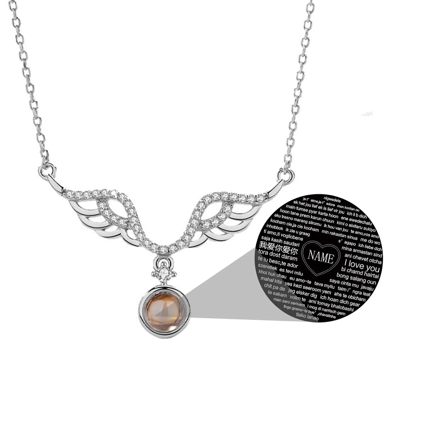 Customized 925 Silver 100 languages Projection Necklace Couple Memory Gifts - Blade & Thread